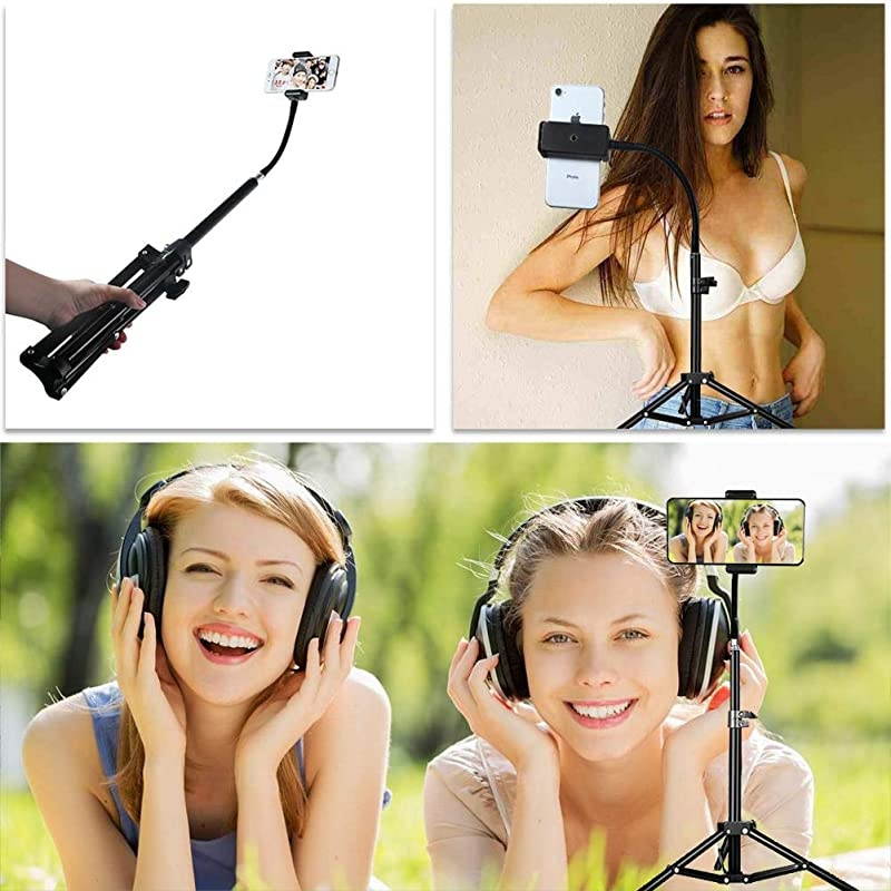 Cell Phone Tripod  19quot Height Adjustable Selfie Stick Tripod Sturdy and Lightweight Smartphone Stand for StreamingVloggingYouTubeVideo ShootingPhotographyCompatible with Phone and Camera
