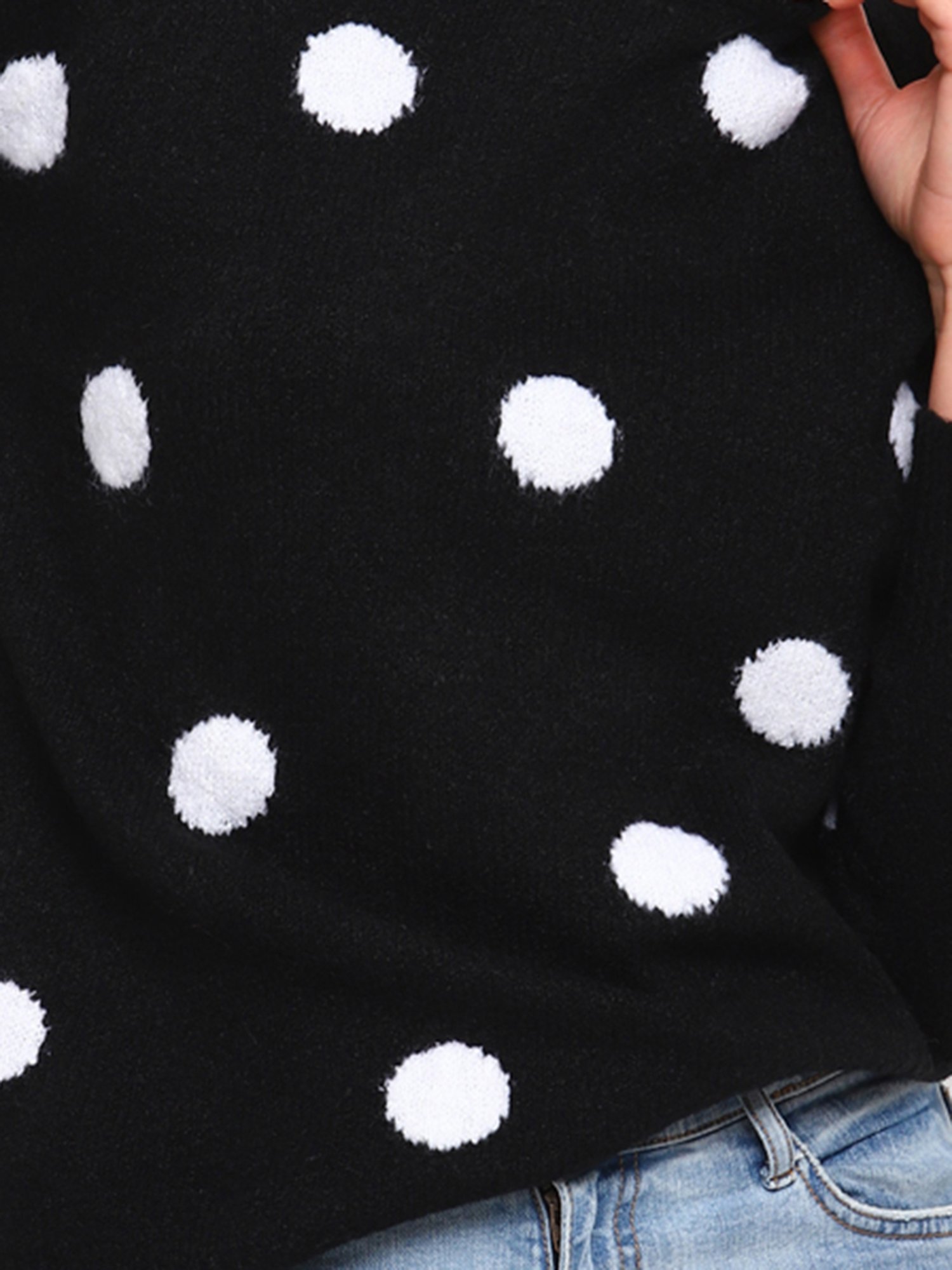 Cover Story Black Polka Dot Pullover