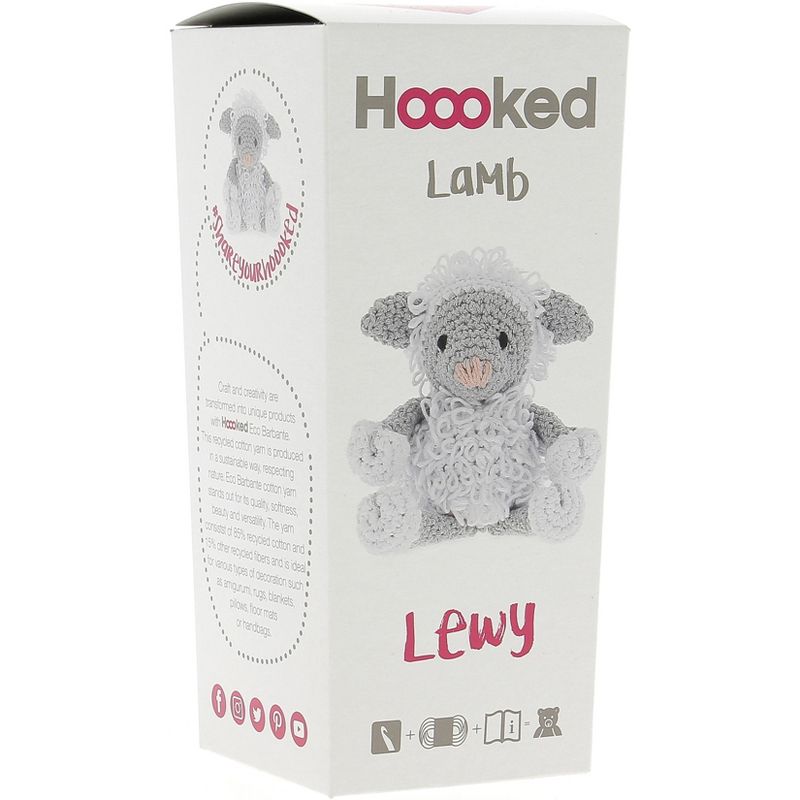 Hoooked Lamb Lewy Yarn Kit W/Eco Barbante Yarn-White & Gray
