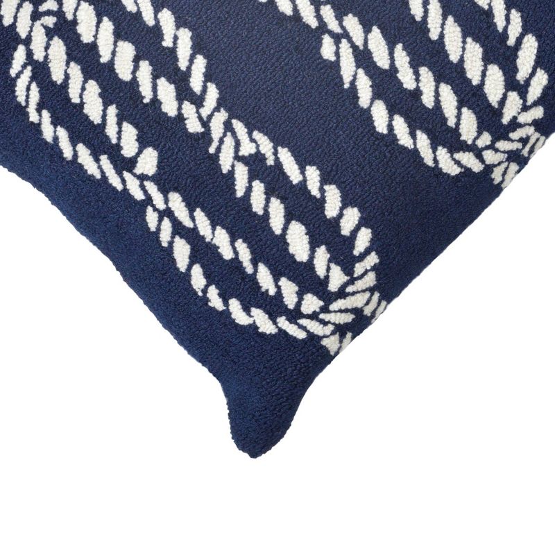 18"x18" Front Porch Ropes Print Indoor/Outdoor Square Throw Pillow Navy - Liora Manne
