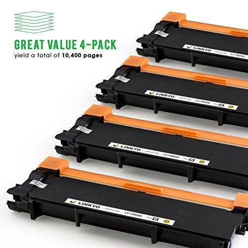 LINKYO Replacement for Brother TN660 TN-660 TN630 TN-630 Toner Cartridge (High Yield, Black, 4-Pack)