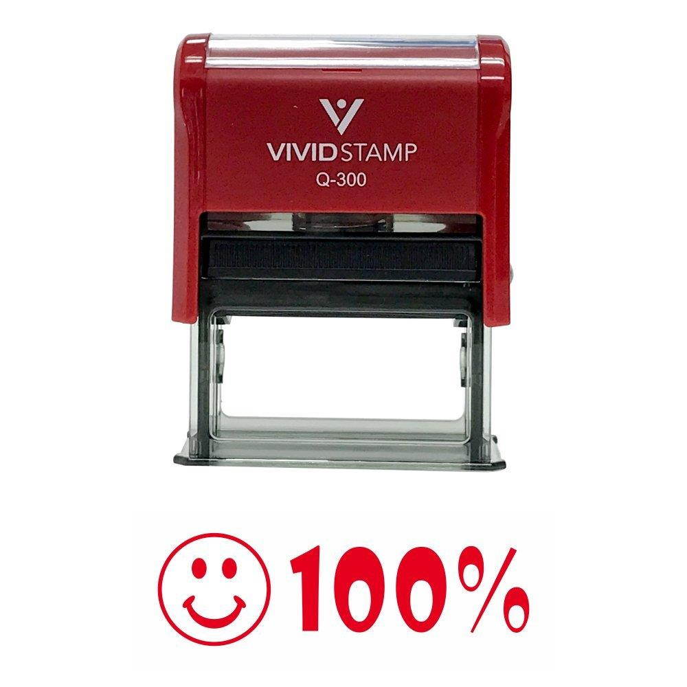 SMILE 100% Teacher Self-Inking Office Rubber Stamp (Red) - L