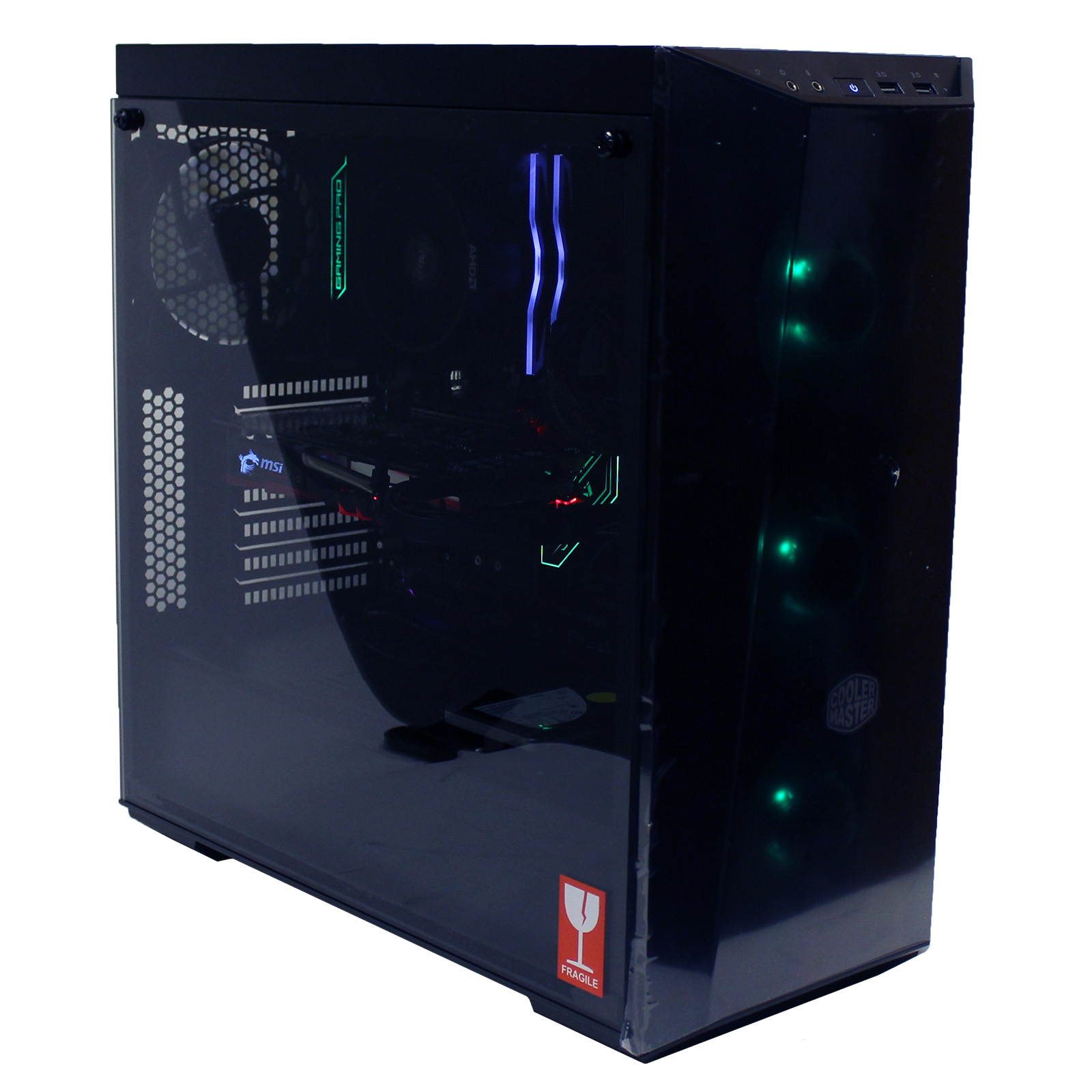 Custom PRC RGB CM Ryzen Gaming PC AMD Ryzen 5 3600 3.6GHz 6-Core 16GB DDR4 256GB m.2 SSD 1TB HD GeForce RTX 2060 Super 8GB GDDR6 1300 Mbps 802.11ac WiFi LG External DVDRW Windows 10 Pro