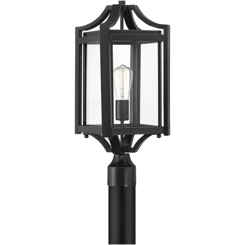 Franklin Iron Works Rustic Farmhouse Outdoor Post Light Fixture Black 20 1/4" Clear Glass House Porch Patio Garden Yard Walkway