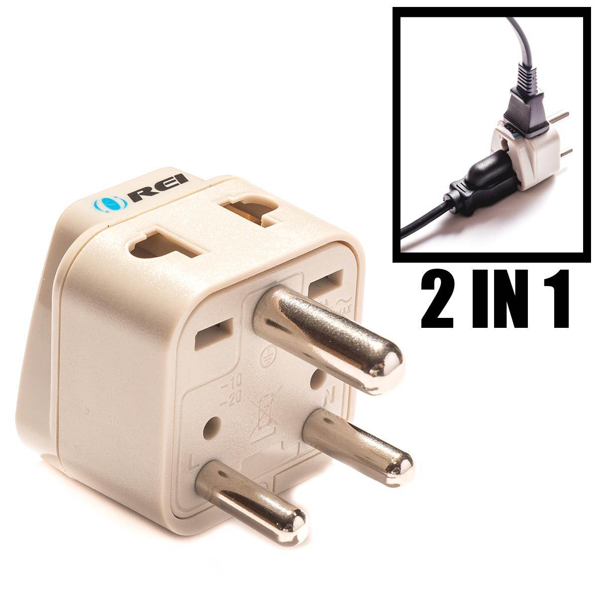 OREI Grounded Universal 2 in 1 Plug Adapter Type D for India, Africa & more - High Quality - CE Certified - RoHS Compliant WP-D-GN