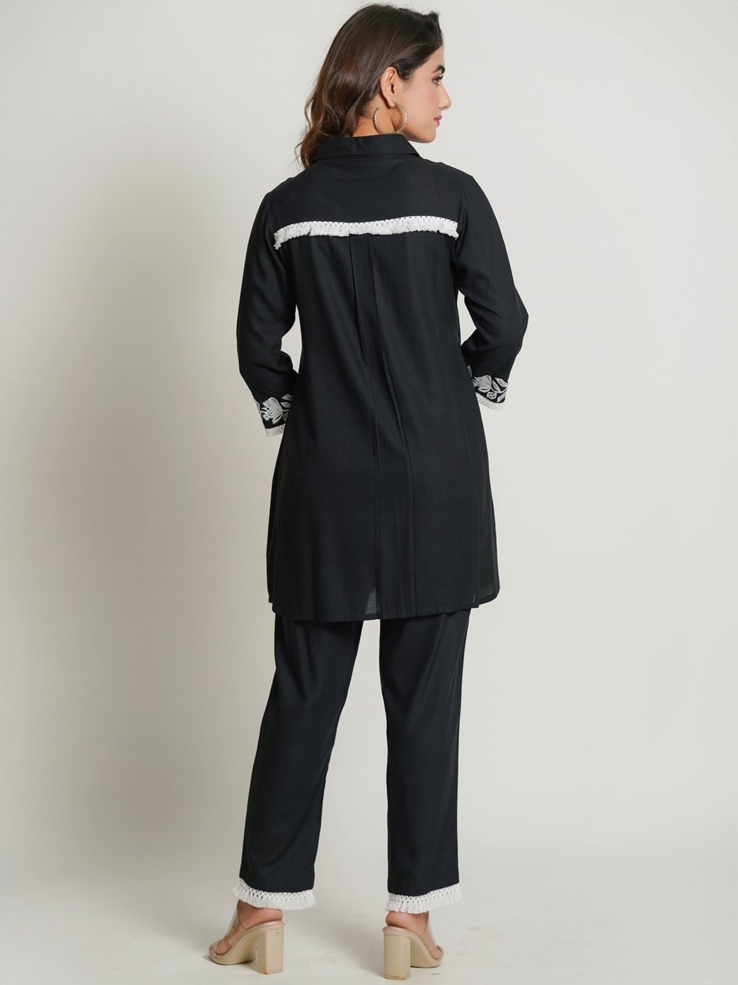 Zolo Label Blue Embroidered Shirt Pant Set