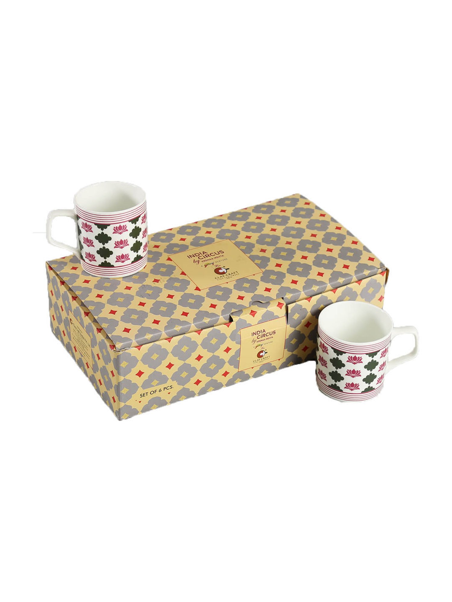 India Circus Multicolor Ceramic Coffee Mugs - Set of 6