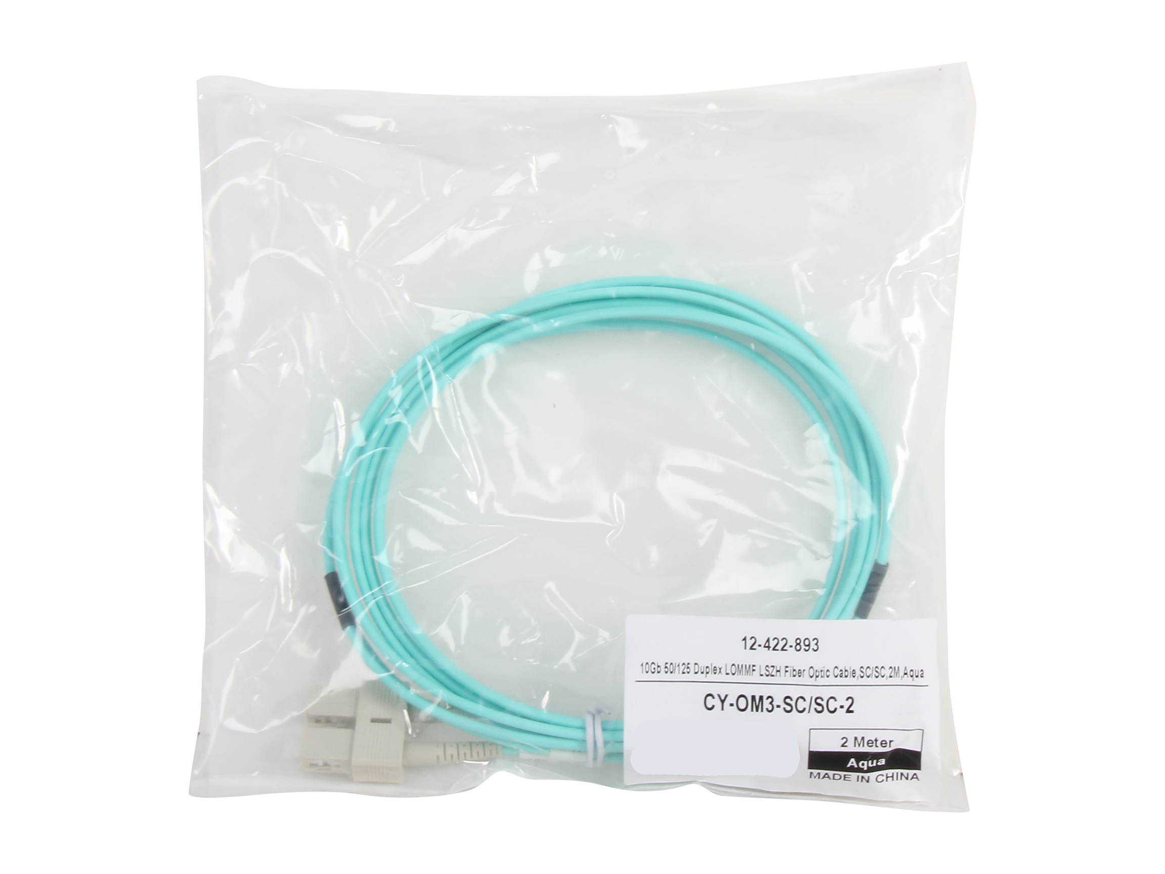 Coboc CY-OM3-SC/SC-2 6.65 ft. 10Gb Fiber Optic Cable, SC/SC, Multi Mode, Duplex (50/125 Type) - Aqua