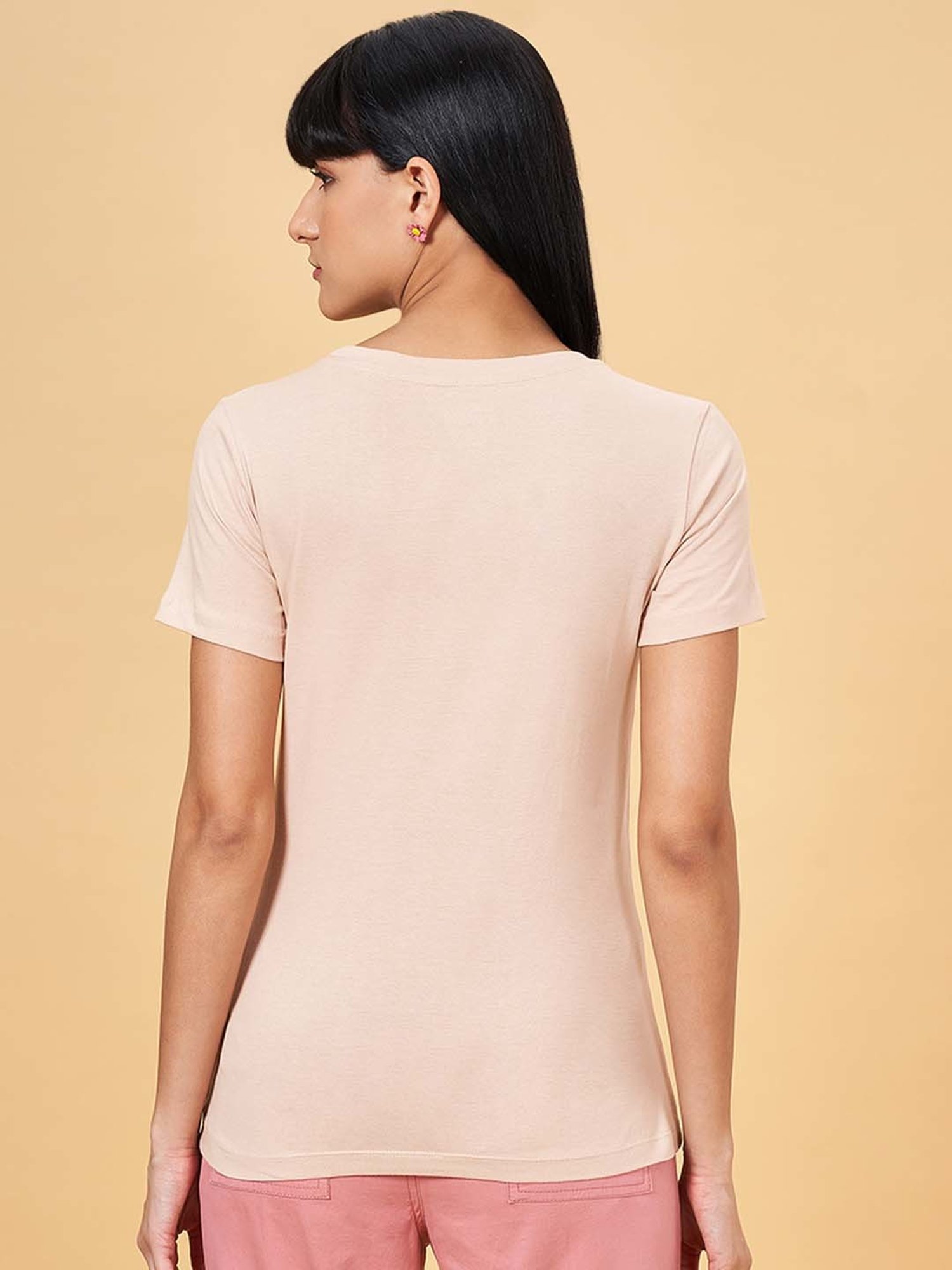 Honey by Pantaloons Pink Cotton Printed T-Shirt