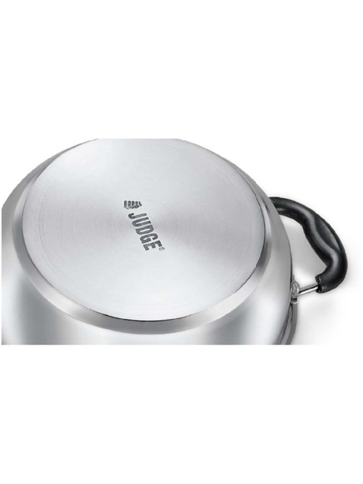 JUDGE Silver & Transparent Stainless Steel 24 cm Gas Compatible Kadai With Glass Lid (3 L)