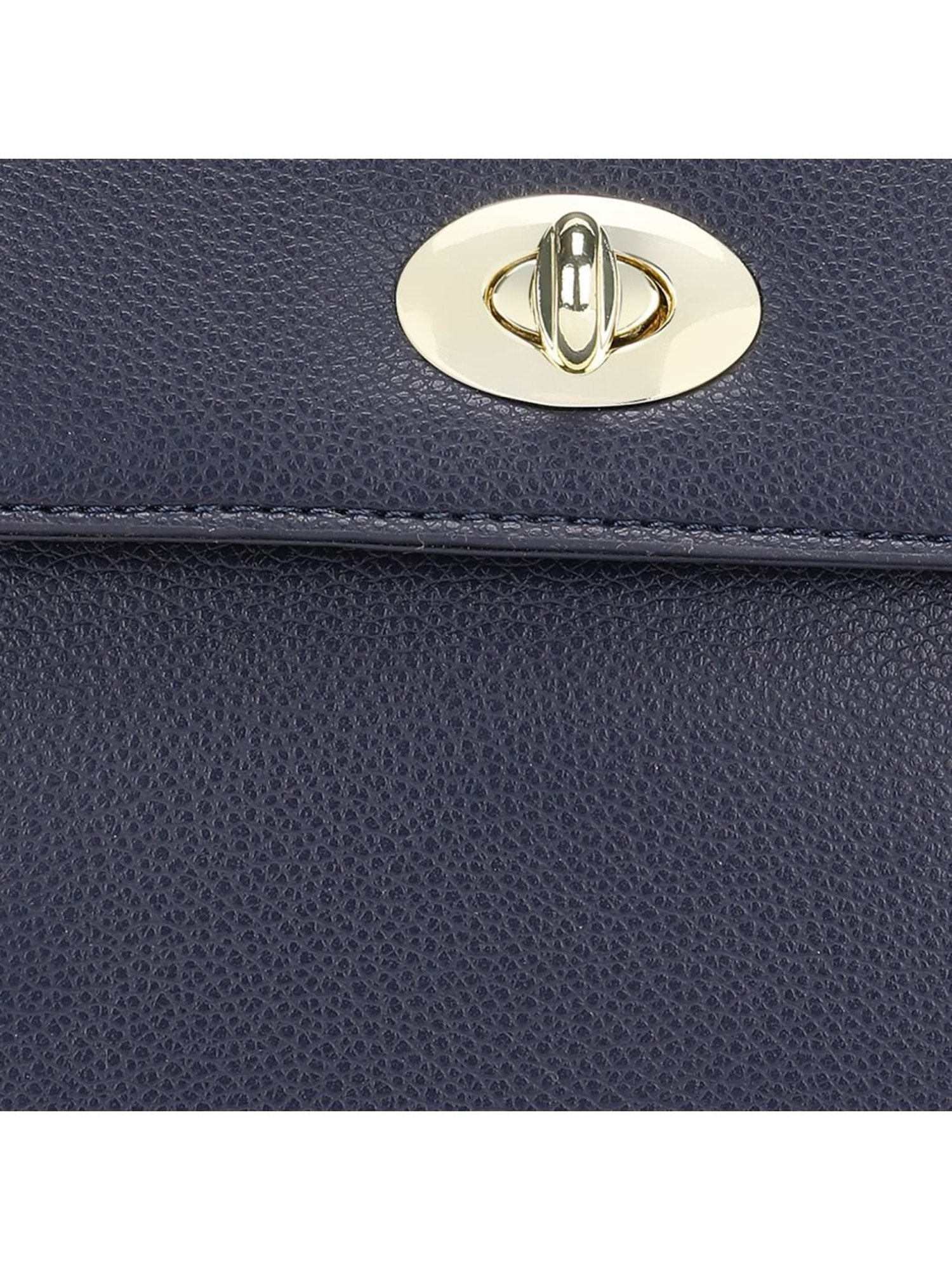 Tyra Lillian Navy Solid Faux Leather Satchel Handbag