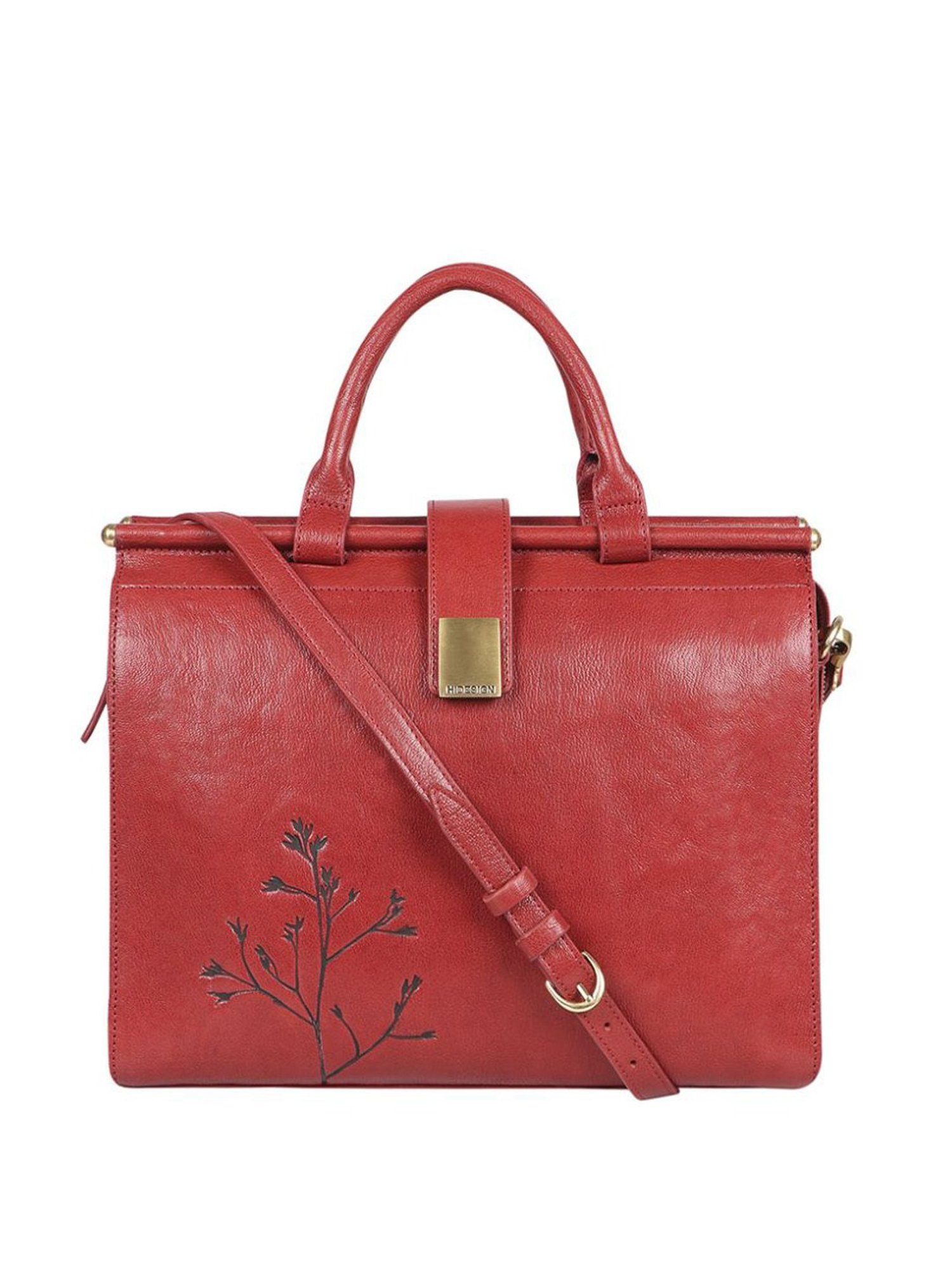 Hidesign EI Bloom 01 Red Leather Solid Handbag
