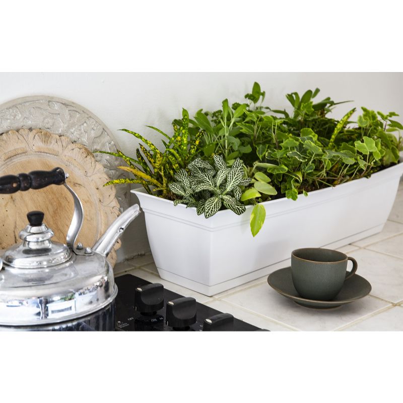 The HC Companies ECW30000G18 Indoor Outdoor 30 Inch Eclipse Series Window Flower Garden Ornamental Planter Box with Removable Attached Saucer, Black