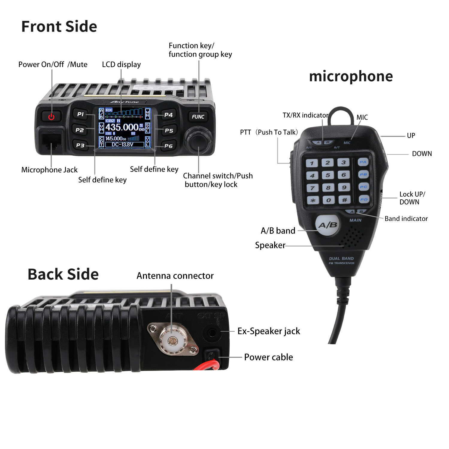 AnyTone AT778UV Dual Band Transceiver Mobile Radio VHF/UHF Two Way Amateur Radio