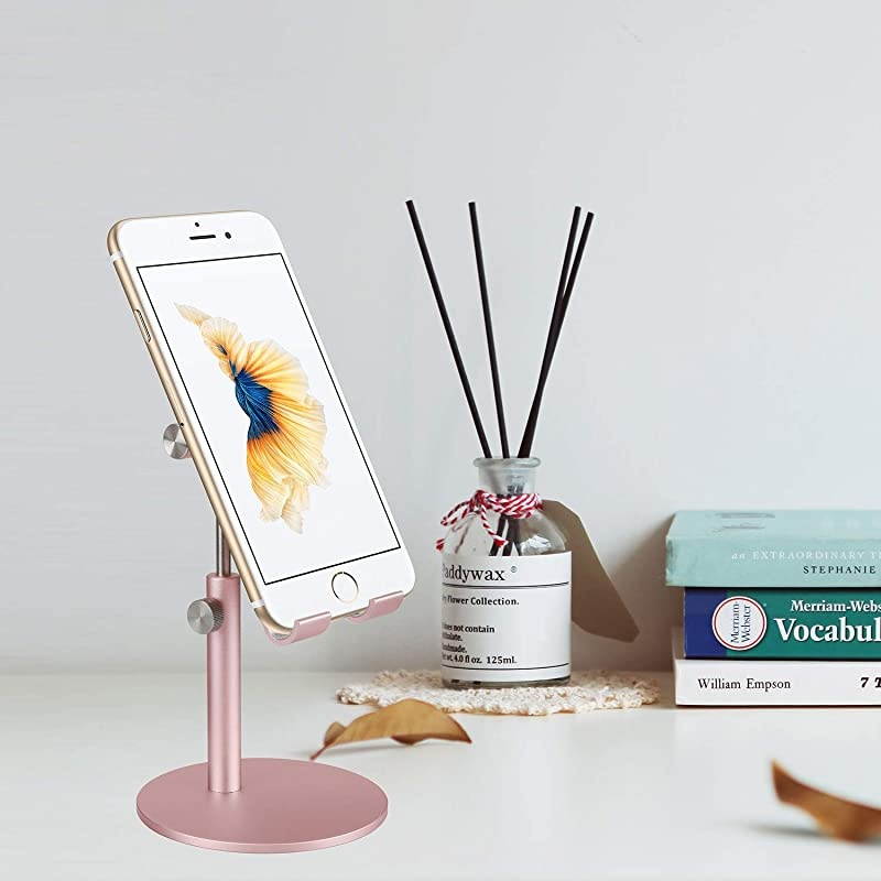 Adjustable Tablet Stand Cell Phone Desk Holder Aluminum Desktop Stand Solid AntiSlip Portable Universal Holders Compatible with All Mobile Smart Phone TabletRose Gold