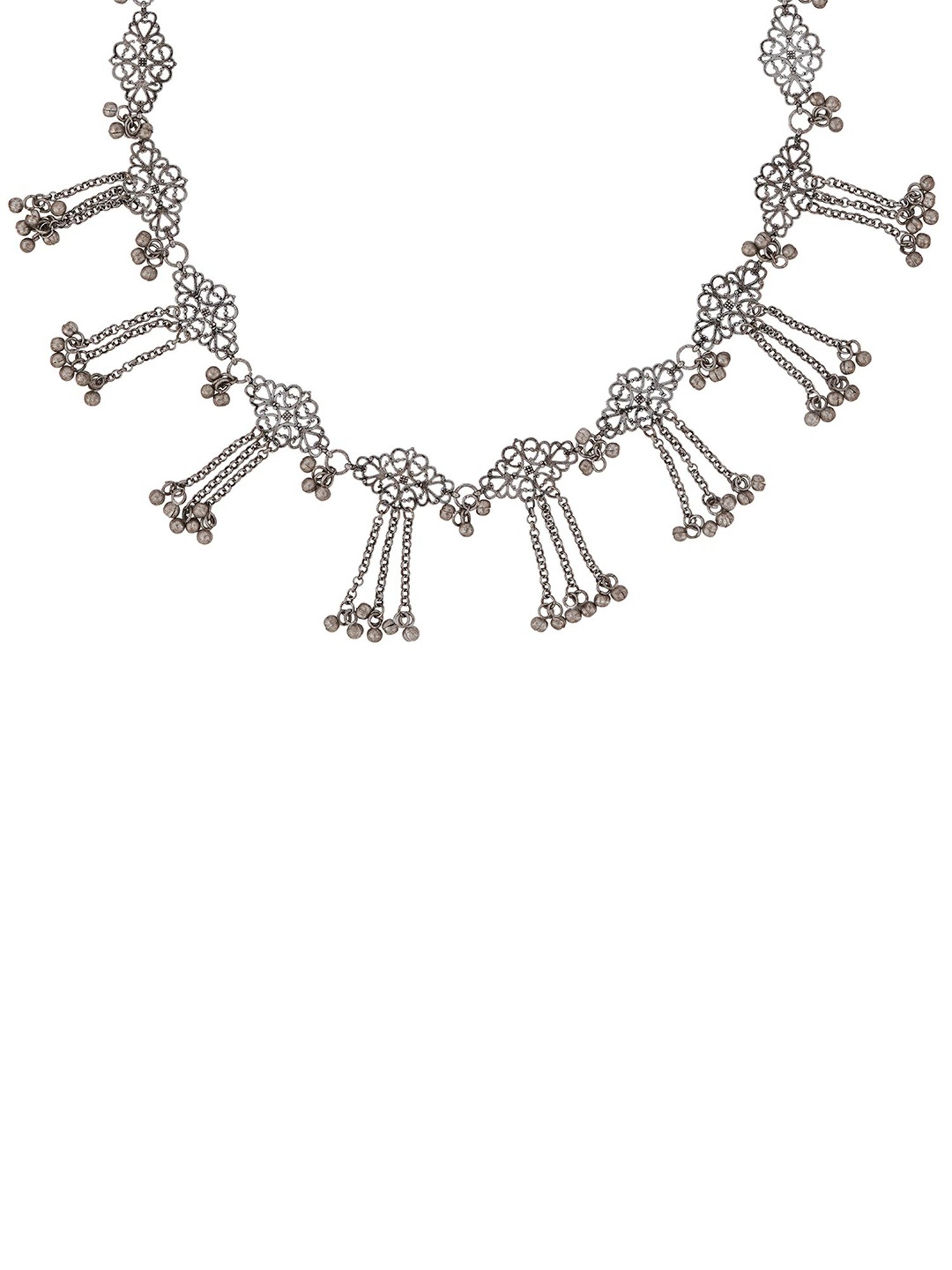 Teejh Lata Ghungroo Silver Waistband for Women