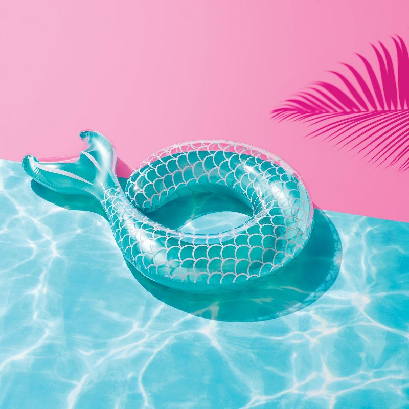 Mermaid Tail Pool Float Metallic Blue - Sun Squad™
