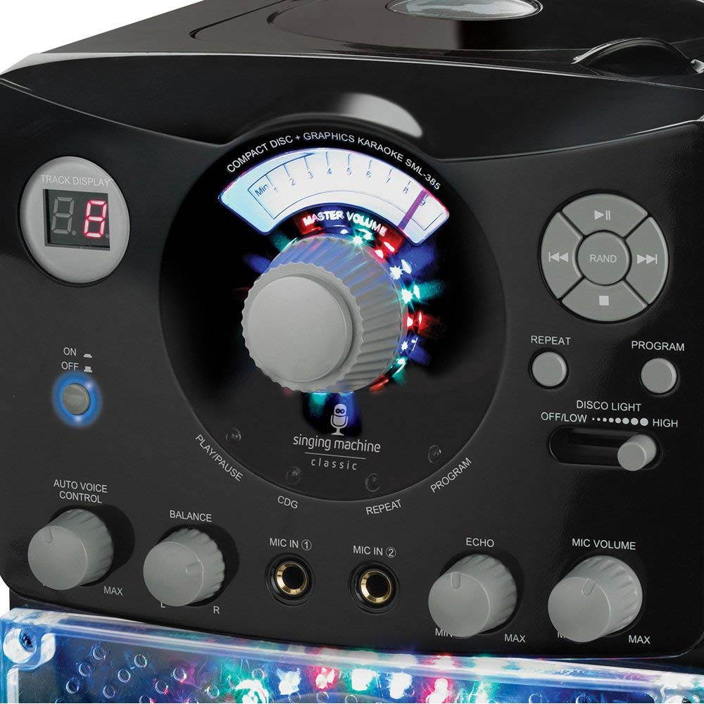 Singing Machine Top Loading CD-G Karaoke System w/ Sound & Disco Lights, Black