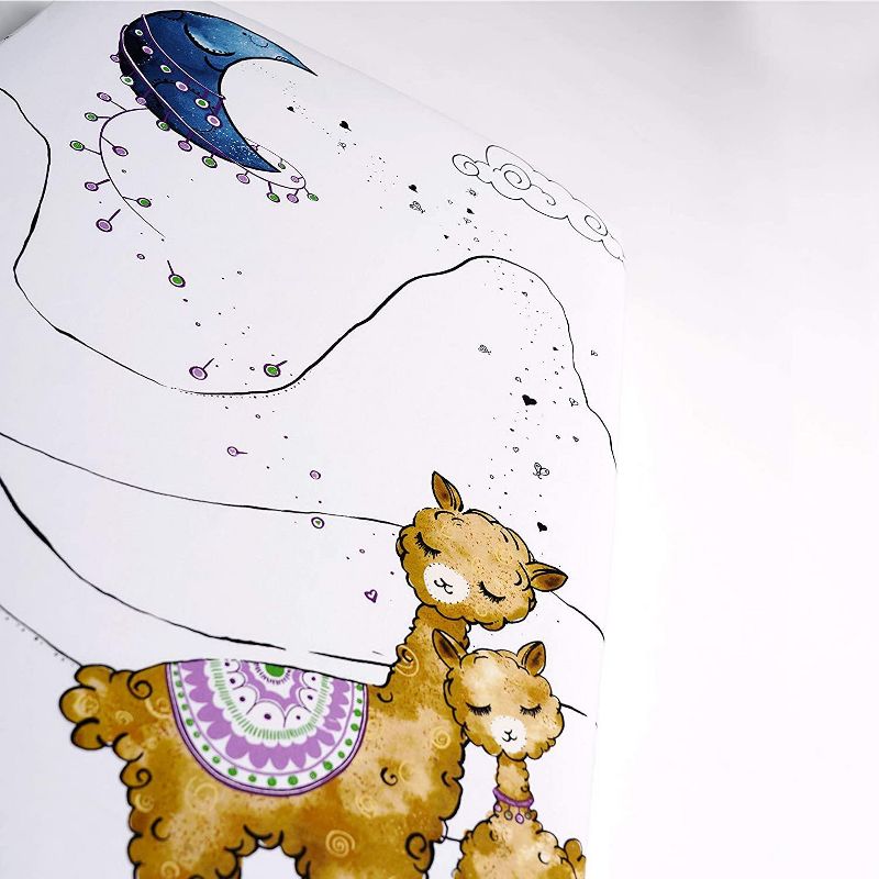 JumpOff Jo Fitted Crib Sheet - Cotton Crib Sheet for Standard Sized Crib Mattresses - Hypoallergenic and Breathable - 28 x 52 Inches - Llama and Mama