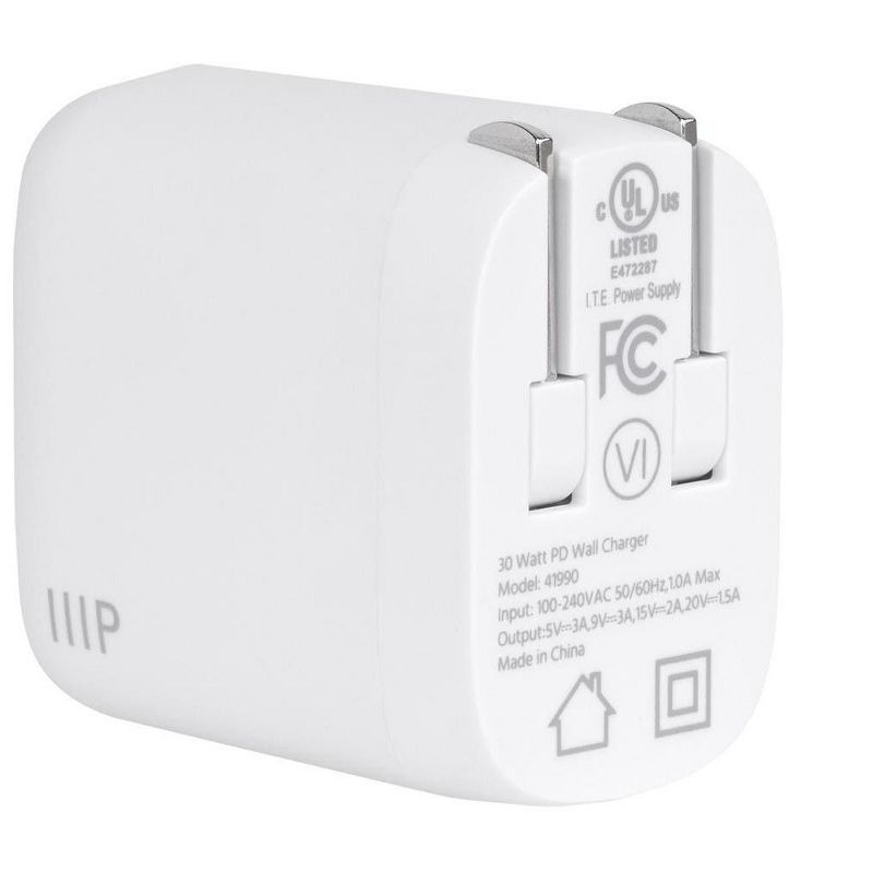 Monoprice USB-C Charger, 30W 1-Port PD GaN Technology Wall Charger for MacBook Pro/Air, iPad Pro, iPhone 12/11/Pro/Max/XR/XS/X, Pixel, Galaxy & More