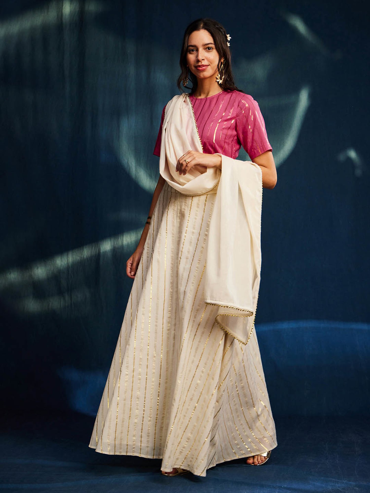 Pink Fort Pink Cotton Striped Blouse