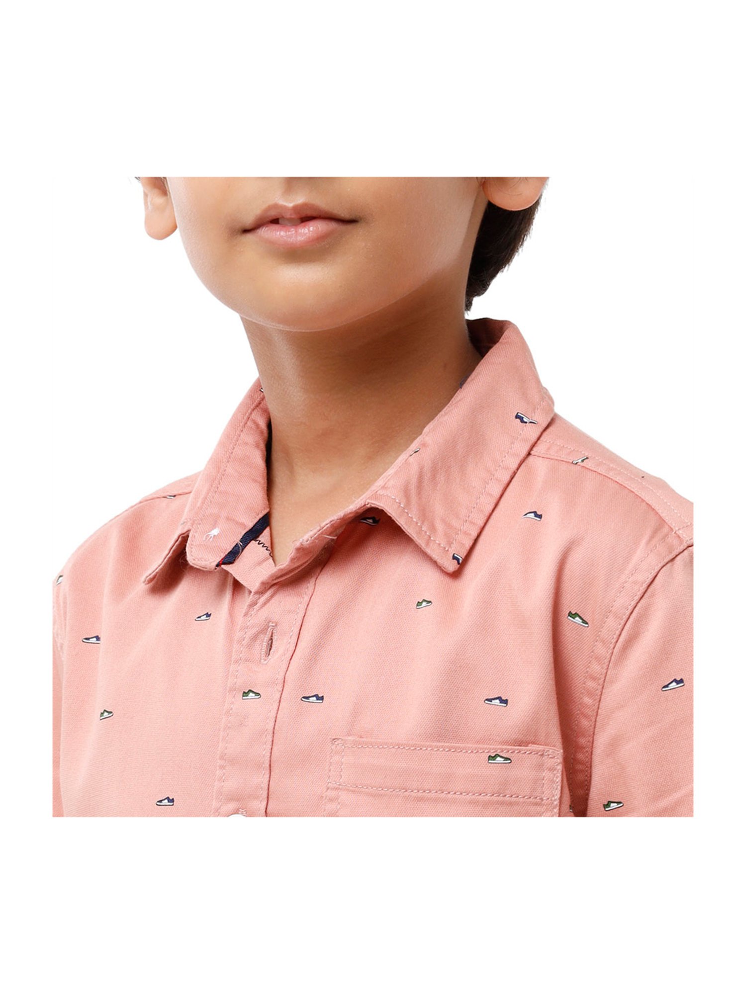 Under Fourteen Only Kids Peach Printed Shirt