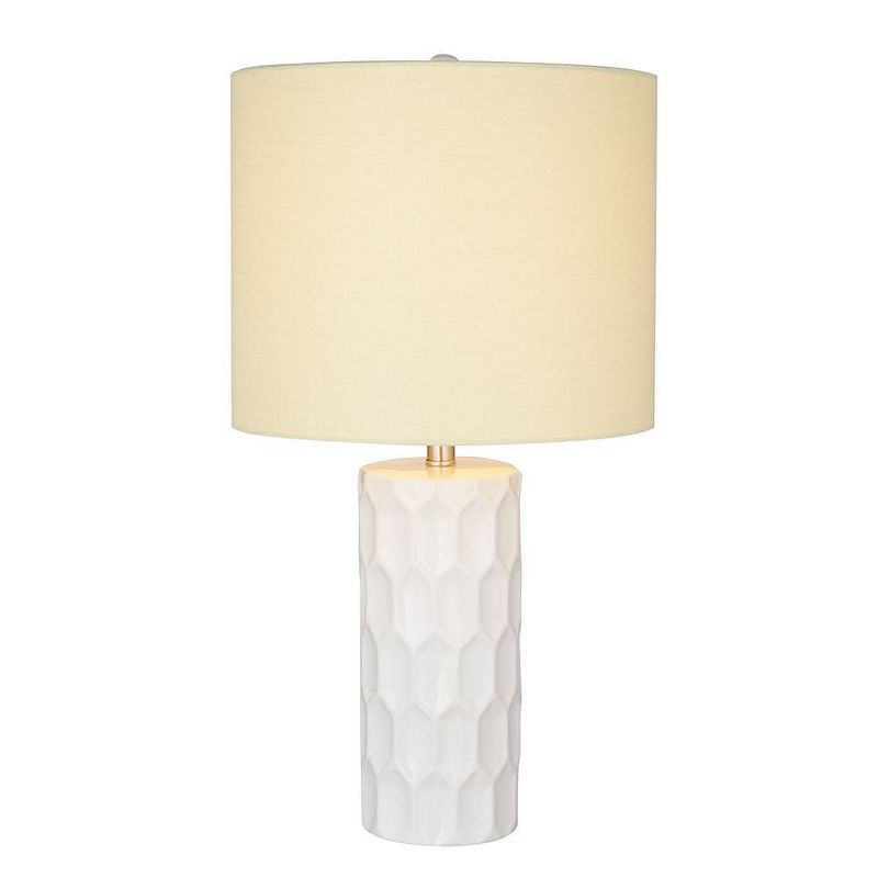 21" Ceramic Lamp with Yellow Shade White (Includes LED Light Bulb) - Cresswell Lighting