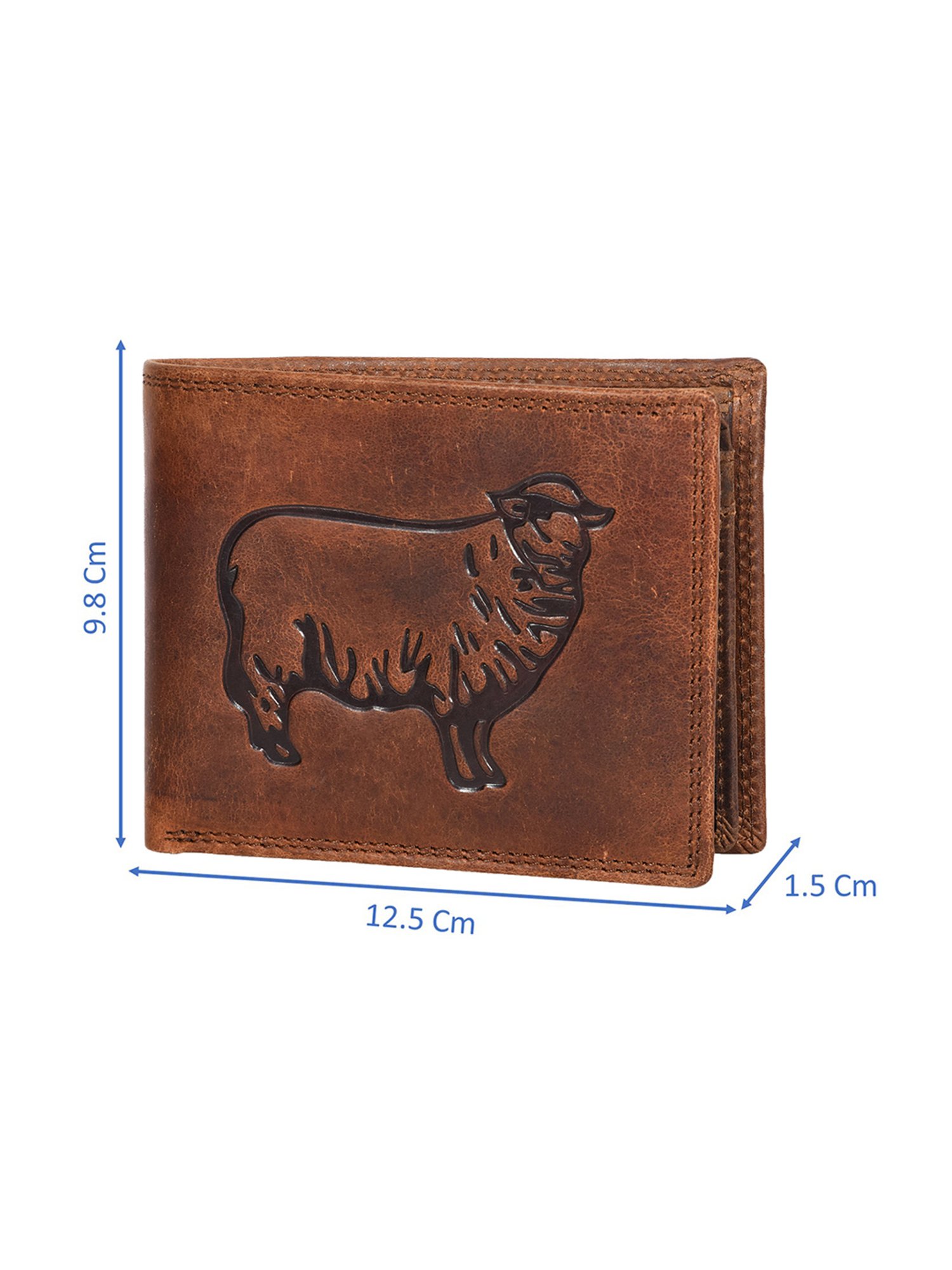 SASSORA Brown ARLO Textured Small Leather Bi-Fold Wallet