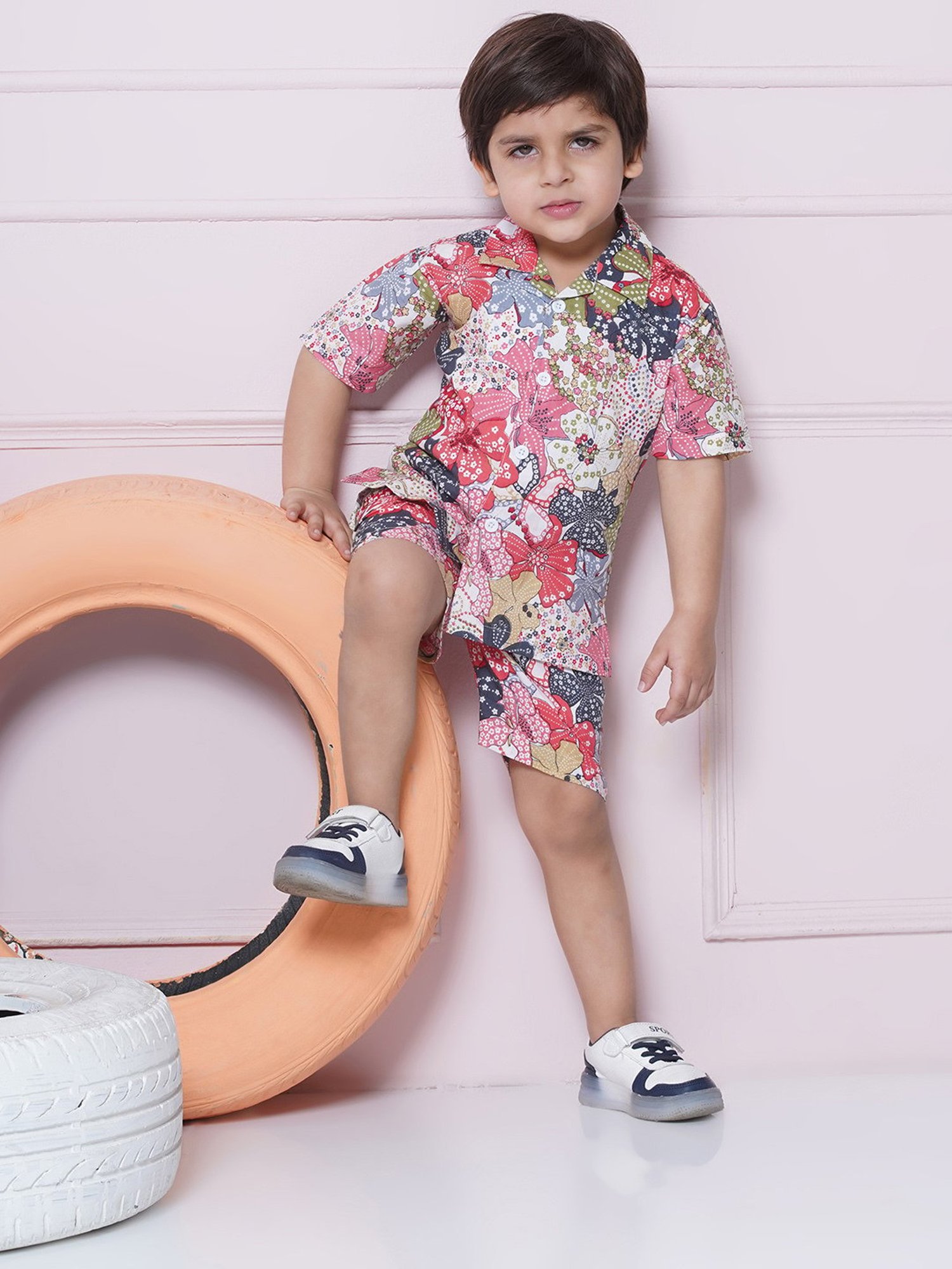 AJ Dezines Kids Multicolor Floral Print Shirt with Shorts