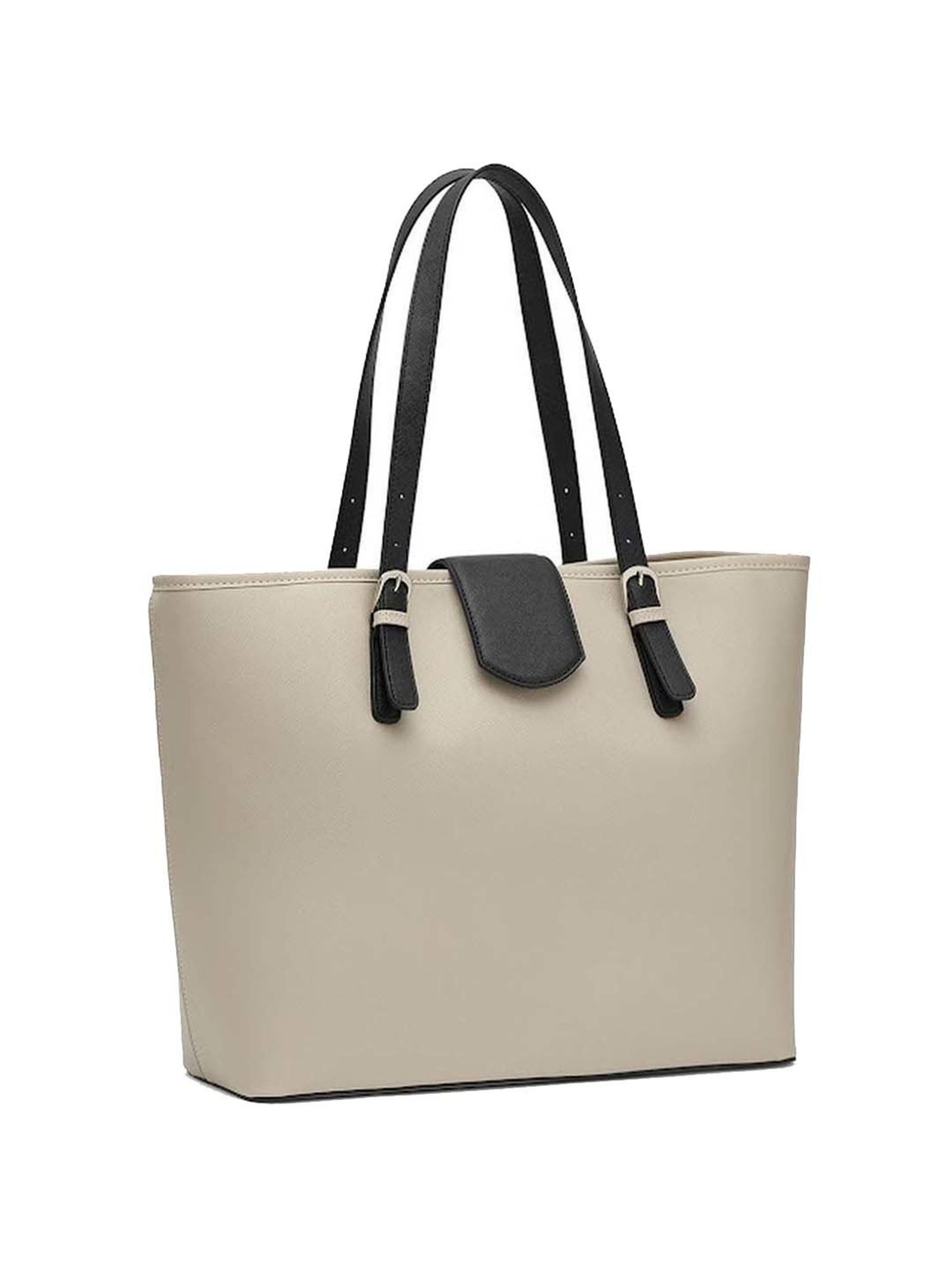 Miraggio Beige Solid Large Tote Handbag