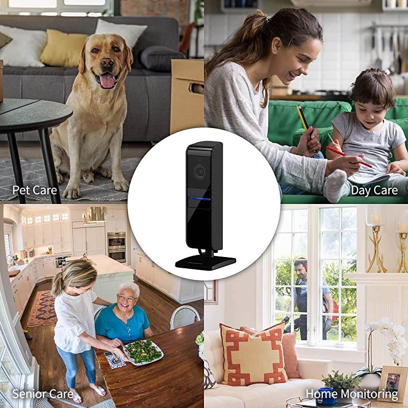 Homehawk Shelf Indoor Smart and Compact Home Monitoring Camera with Wide Angle, 1080P HD Video, No Monthly Fee with Local SD Storage, Night Vision, 2 Way Talk (KX-HNC810G) Gray