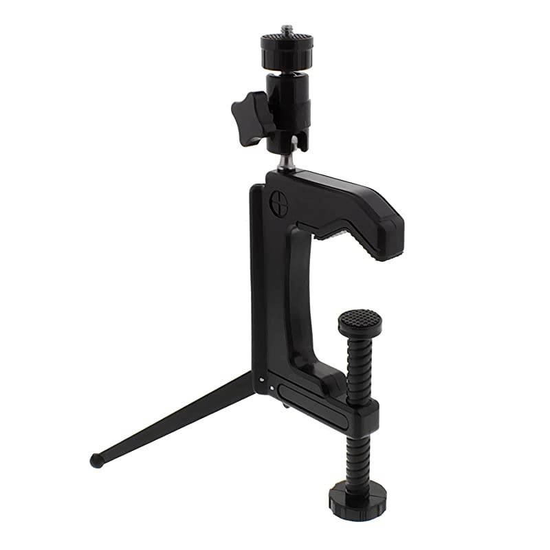 Heavy Duty CClamp Vise Tabletop Clamp and Tripod with Double Ball Head for Slave Flash Cameras Camcorders