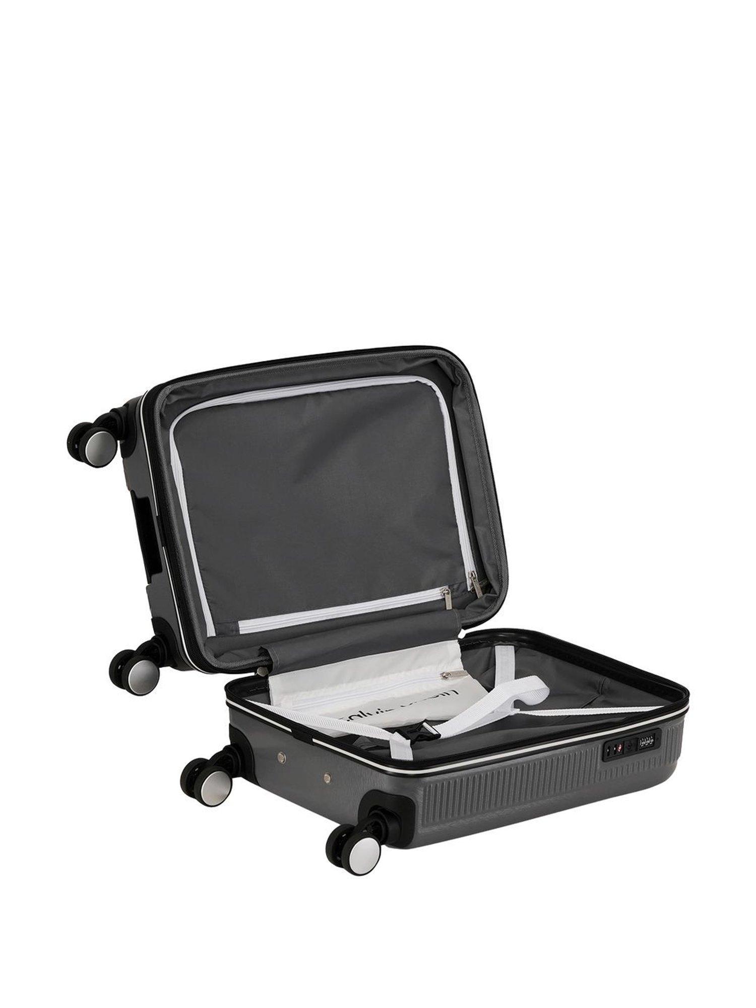 CALVIN KLEIN FLY CONTROL Grey 8 wheels Small Hard Cabin Trolley Bag