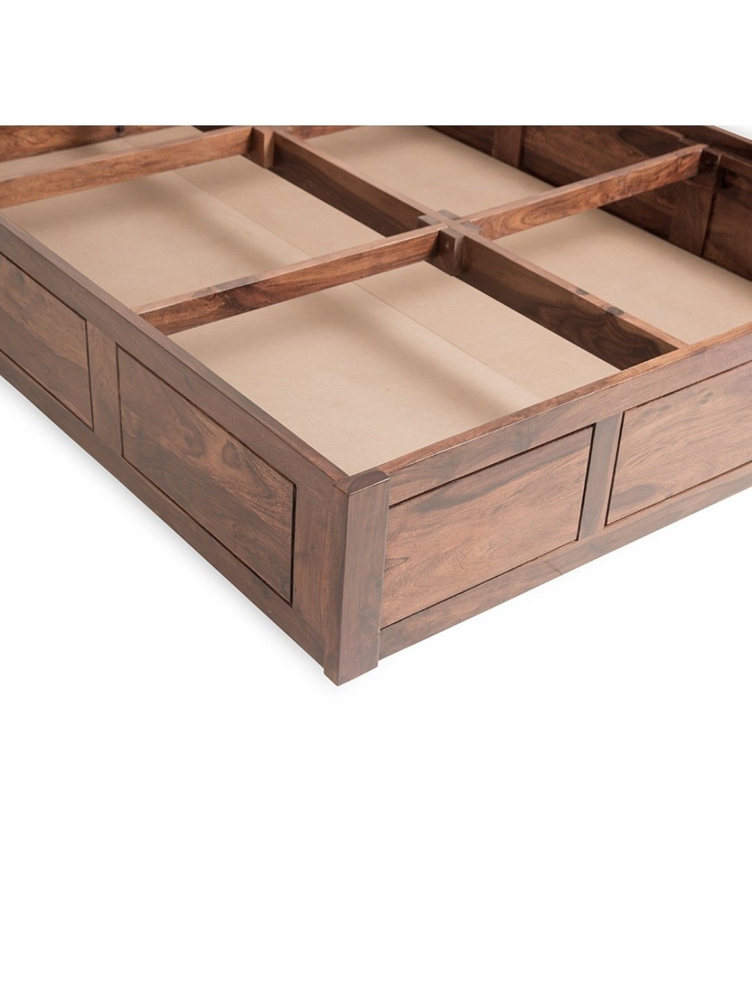 Duroflex Admire Brown Sheesham Wood With Storage King Bed in Honey Finish