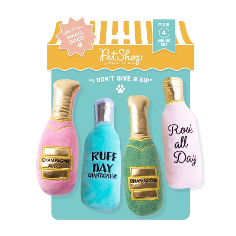 PetShop by Fringe Studio I Dont Give a Sip Mini Dog Toy Set - Pink - 4pk