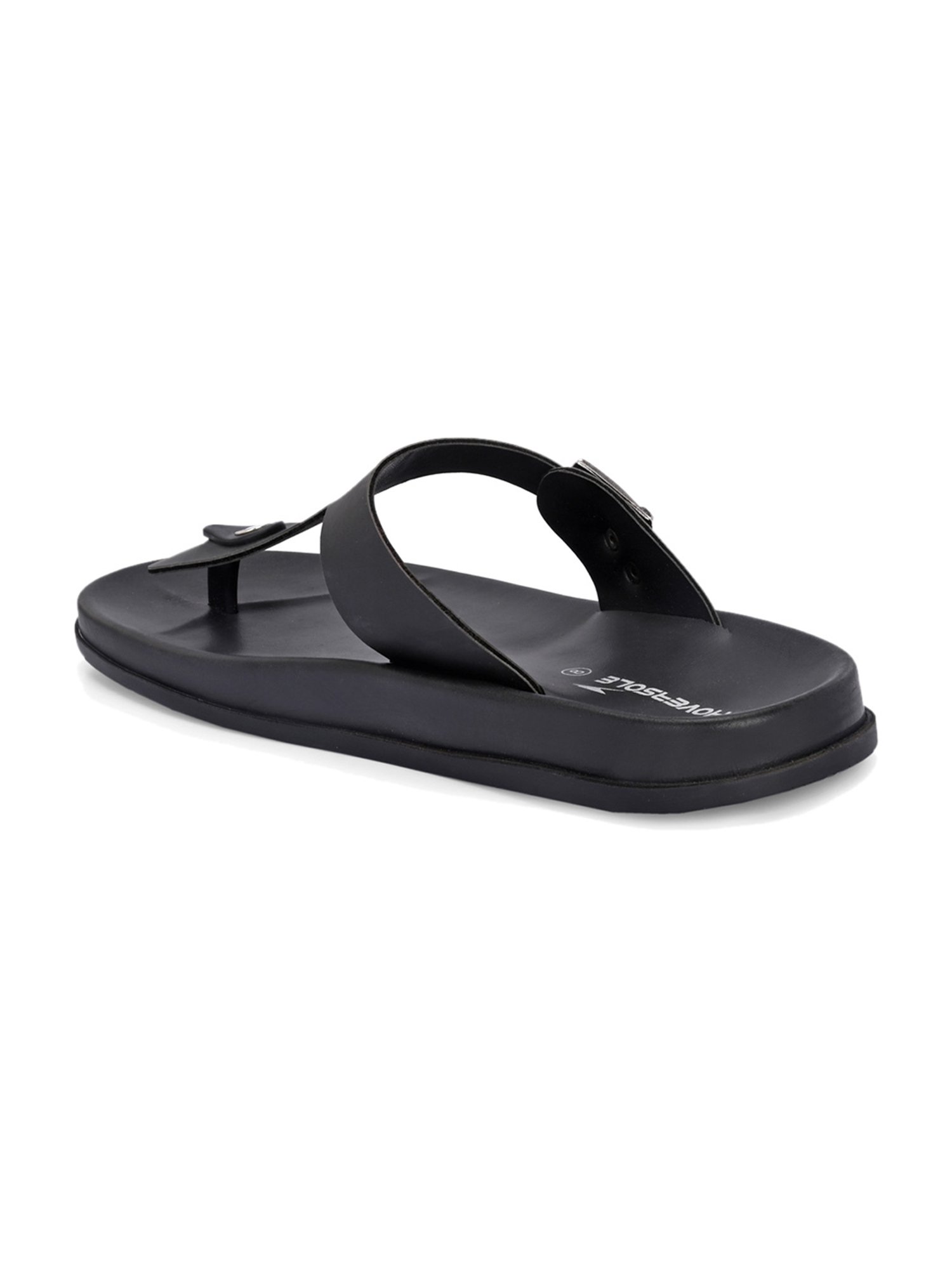 Hoversole Men's Black T-Strap Sandals