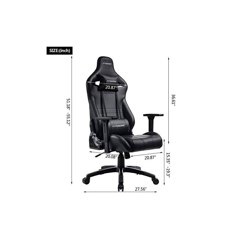 Gaming Chair Racing Style Recliner Seat Height Adjustment Computer Office Chair with Pillows GTF83 (Black)