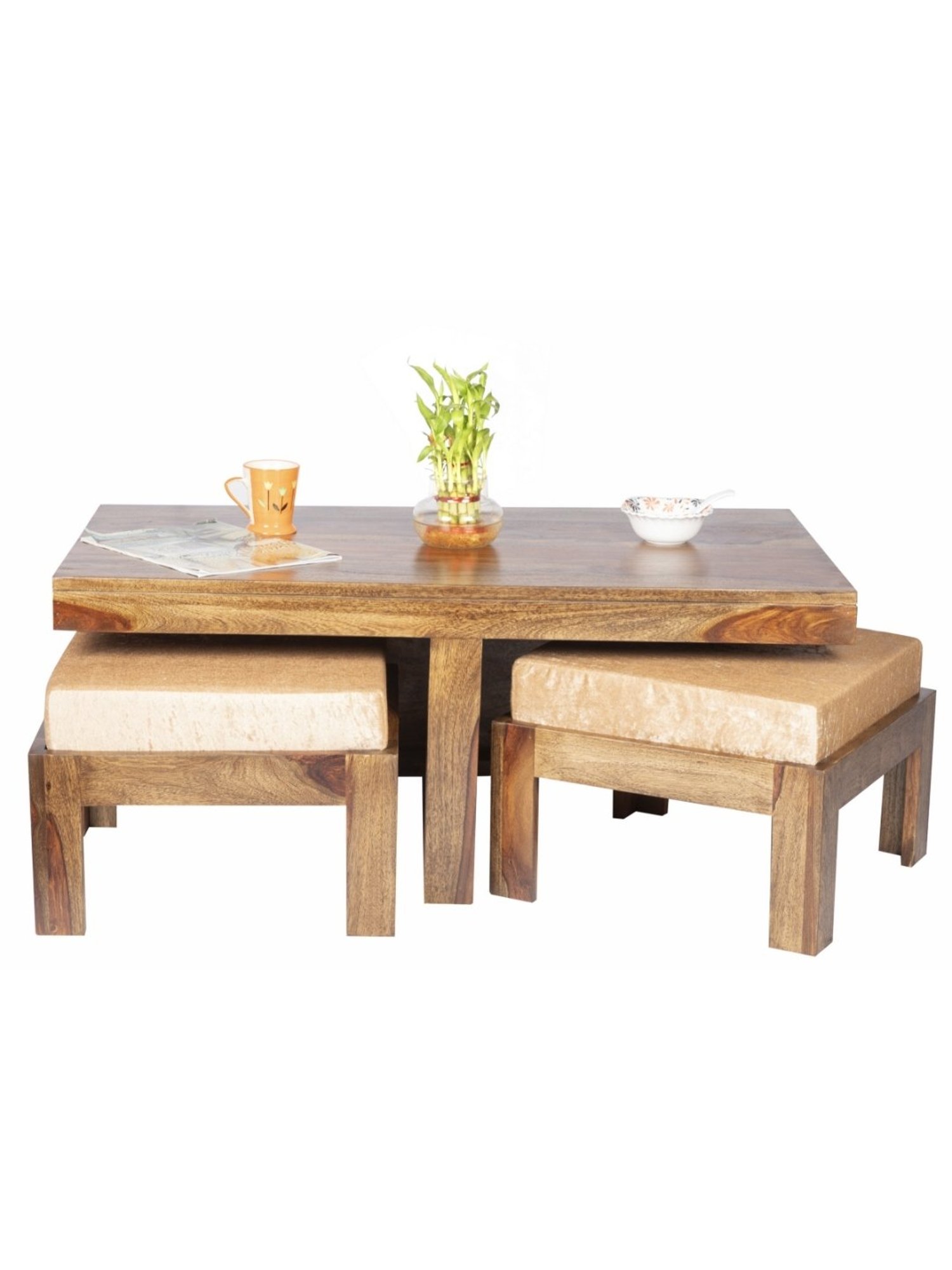 Ikiriya Irish Brown & Beige Wood Coffee Table Teak Finish