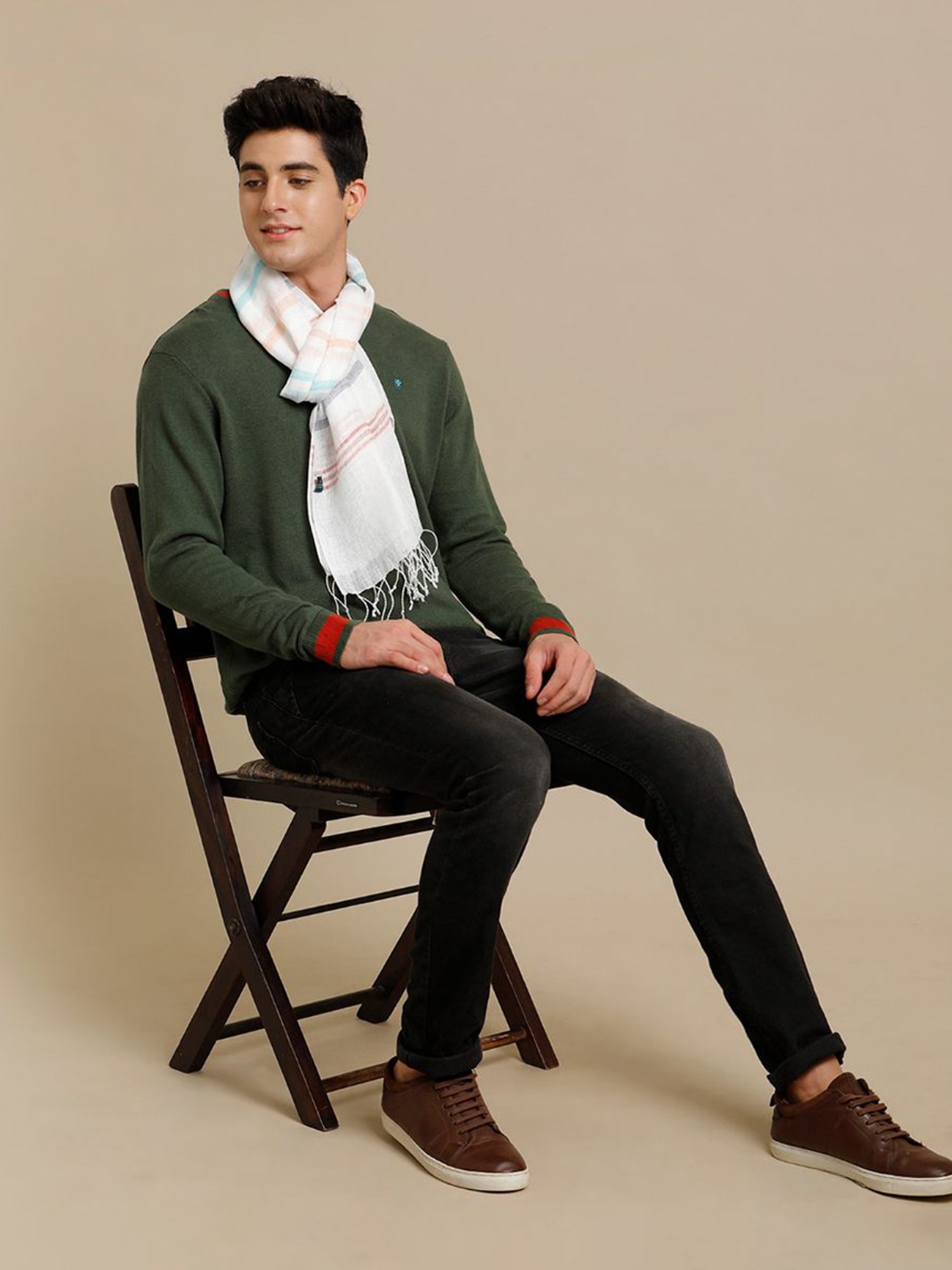 Linen Club Multicolor Striped Pure Linen Stole