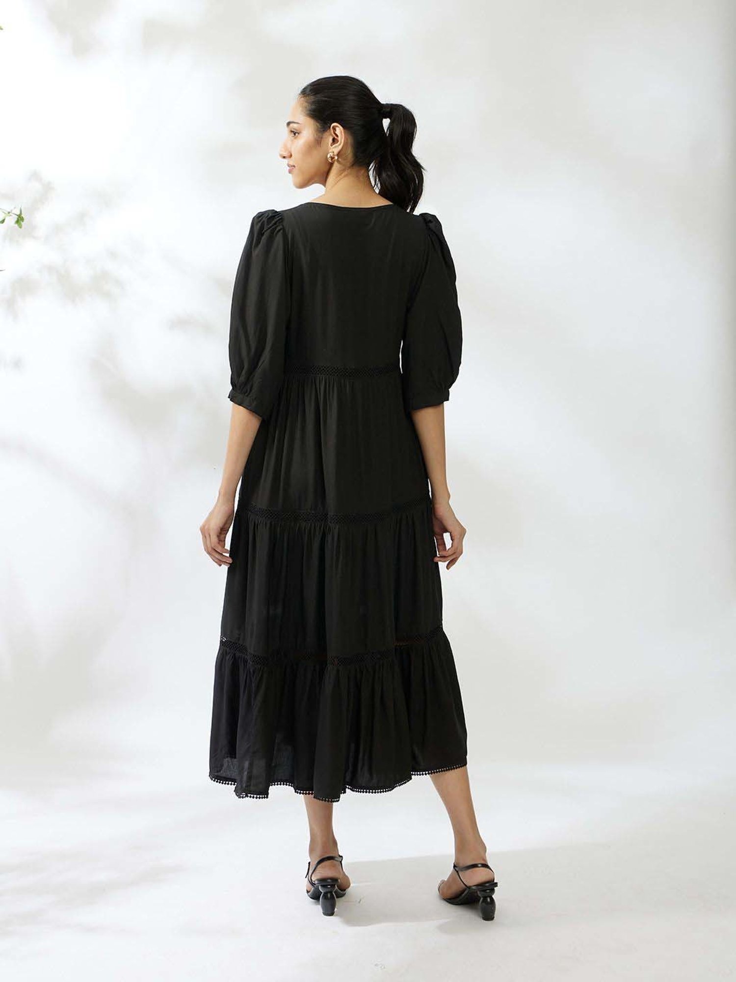 Daali Black Regular Fit A-Line Dress