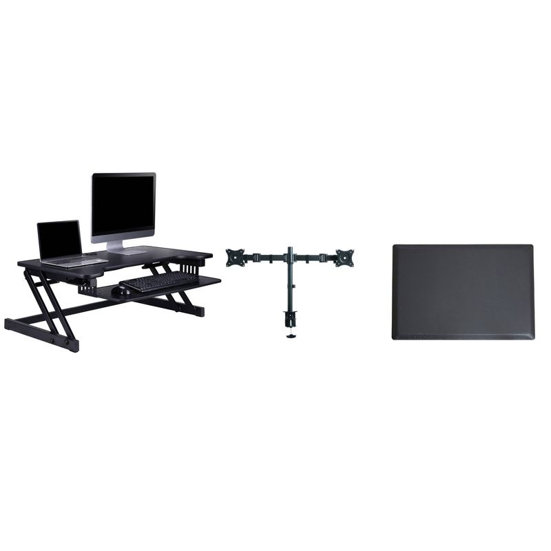 Deluxe Height Adjustable Computer Riser with Mat & Monitor Mount