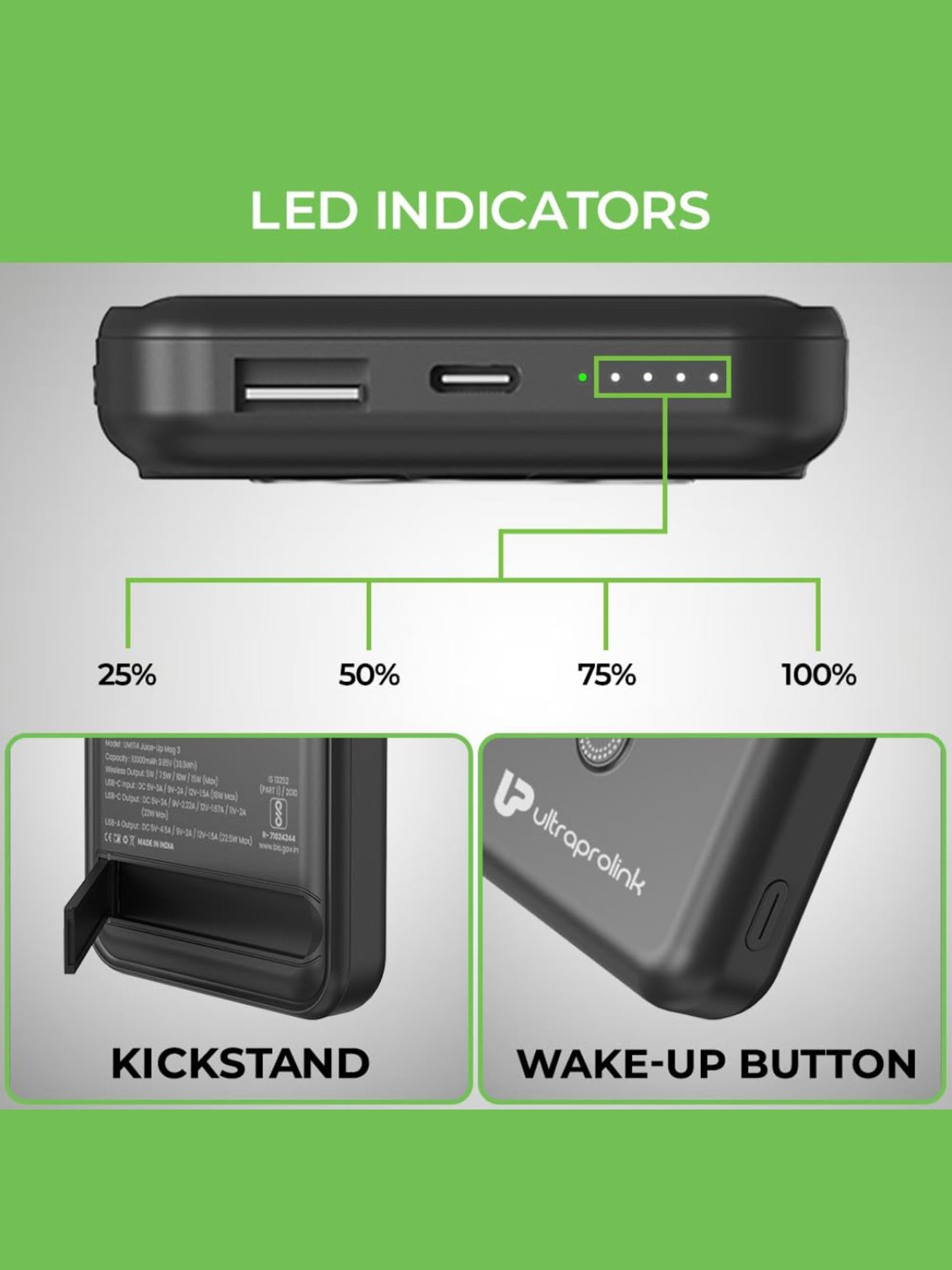 ULTRAPROLINK UM1114 10000 mAh Wireless Magnetic Mag-Safe Power Bank (Black)