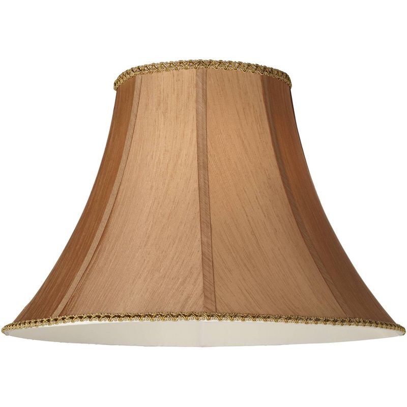 Springcrest Earthen Gold Large Round Bell Lamp Shade 8" Top x 18" Bottom x 12" Height x 13" Slant (Spider) Replacement with Harp and Finial