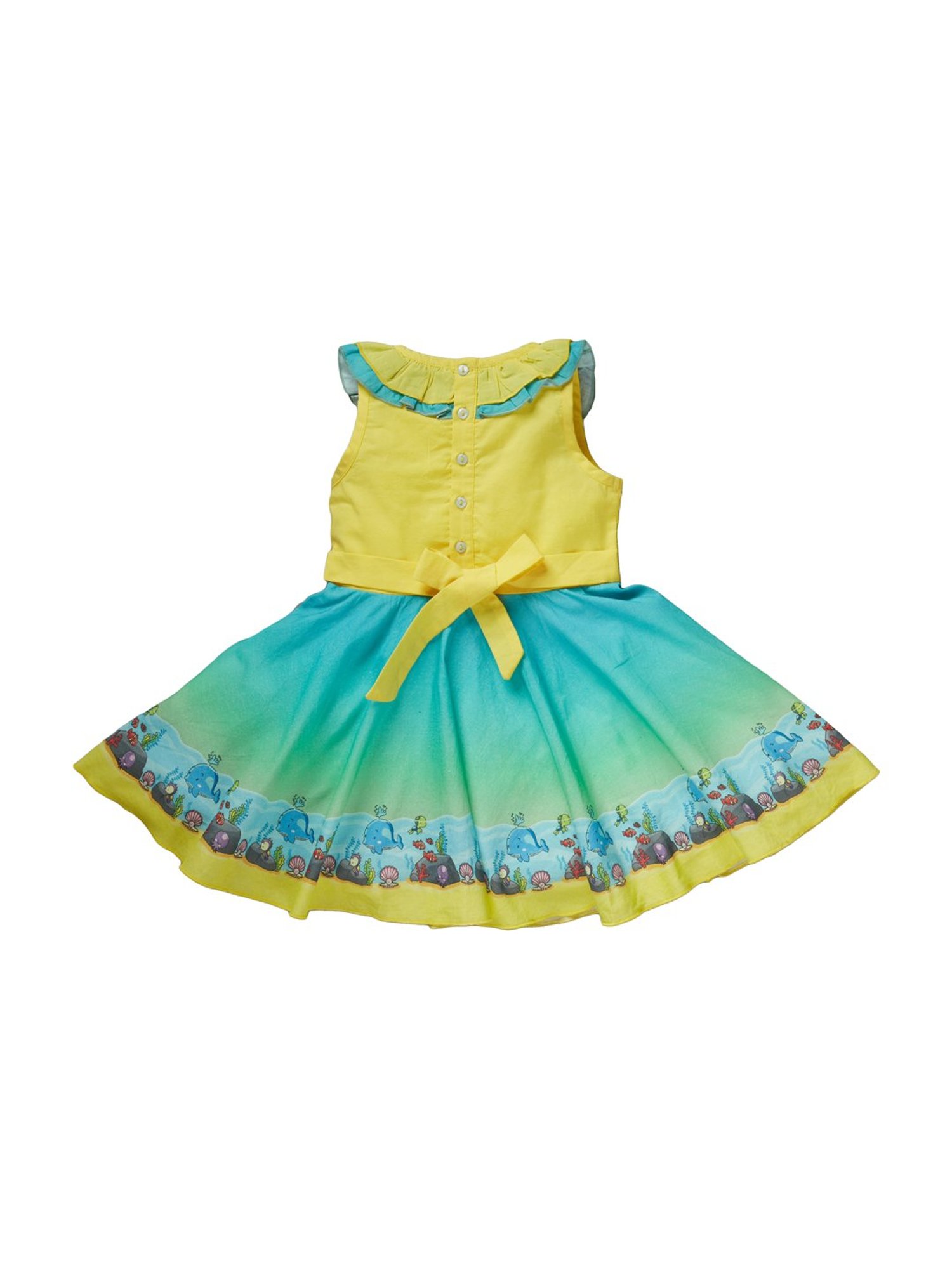 Pranava Kids Sunshine Yellow Cotton Printed Dress