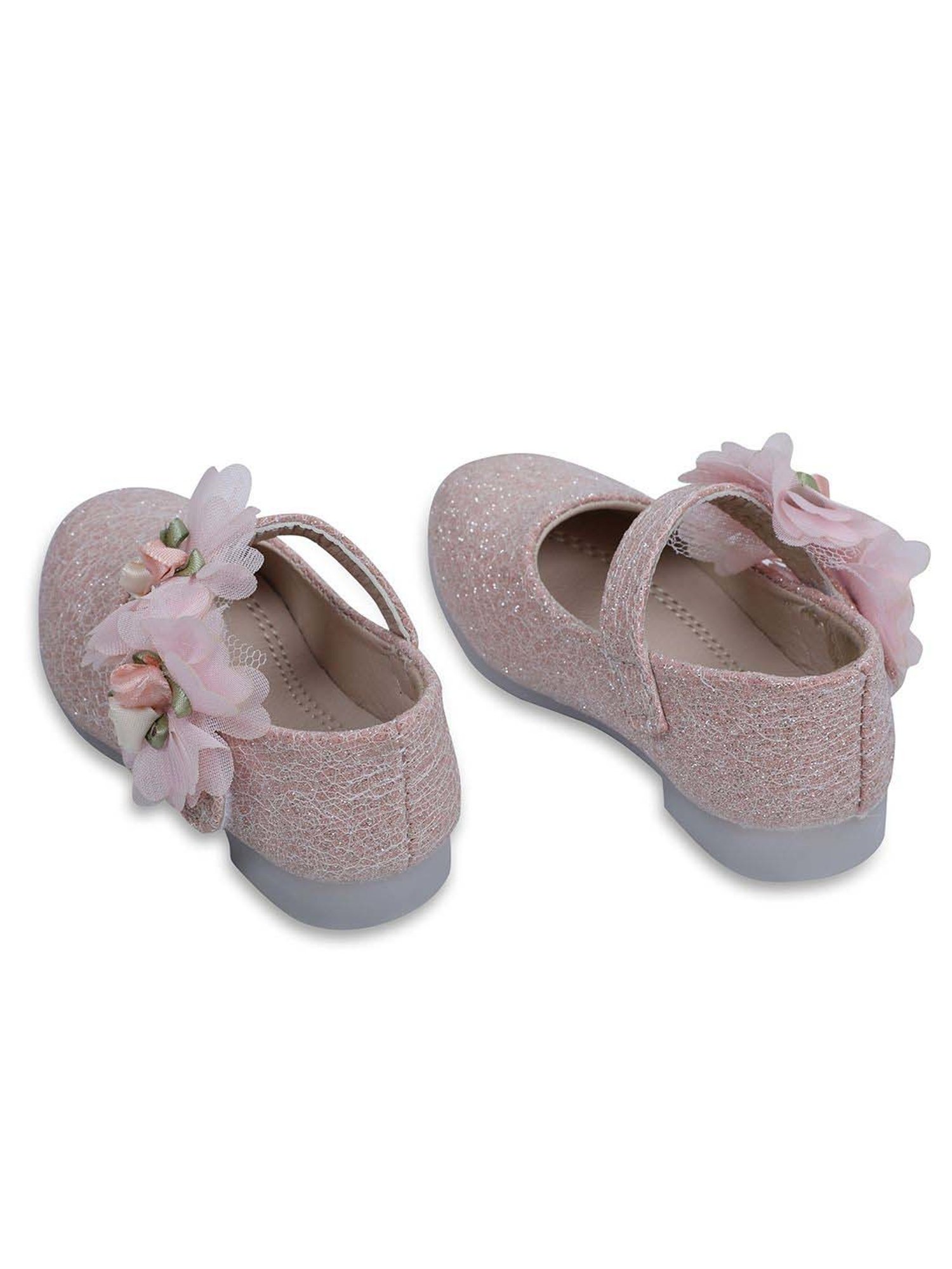 Baby Moo Kids Pink Bash Floral Shimmer Mary Jane Shoes