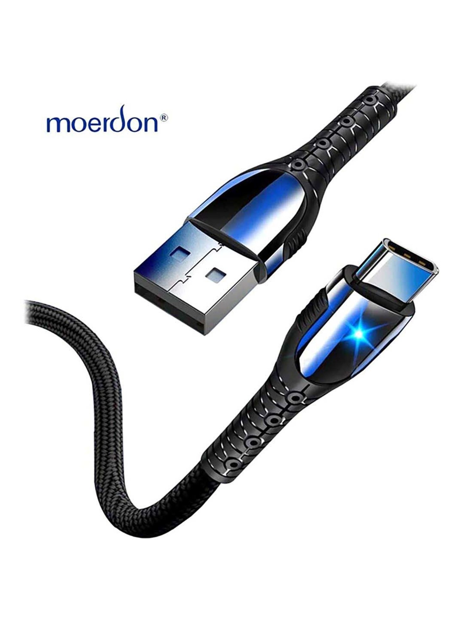 Moerdon SCB138 Fast Charging Data transfer Cable with LED indicator (Black)