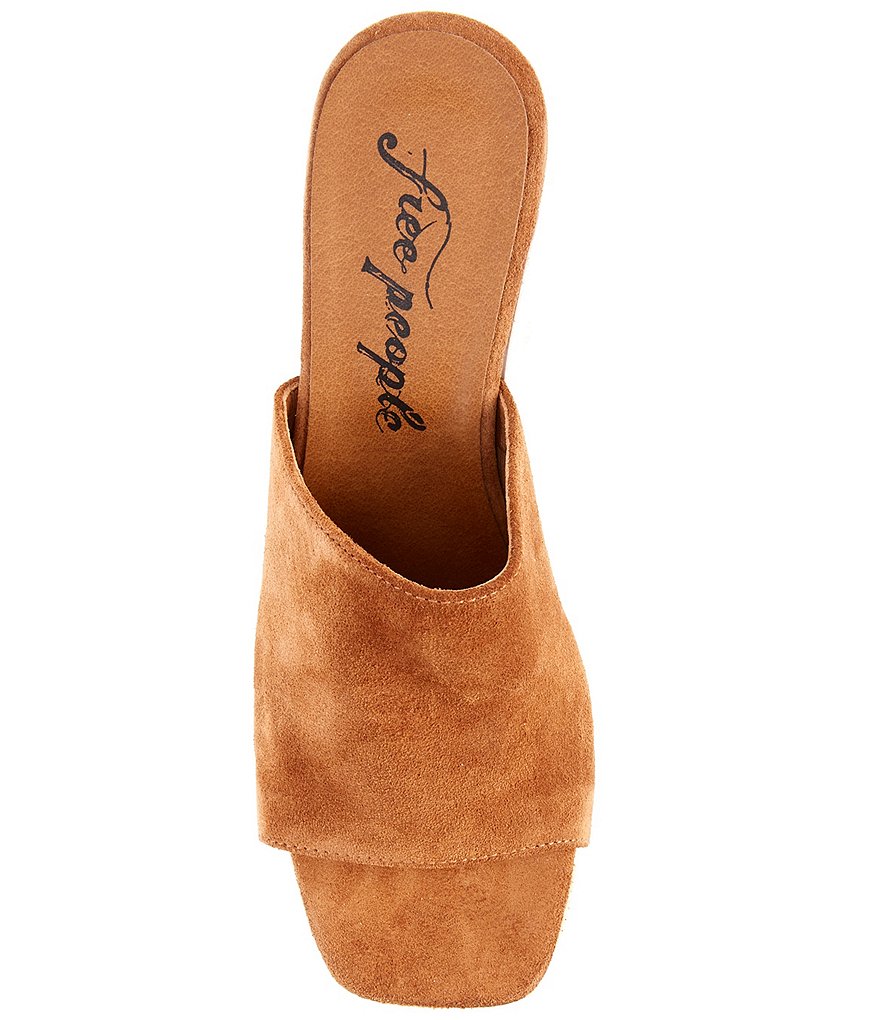 Free People Zoe Suede Square Toe Block Heel Platform Slides