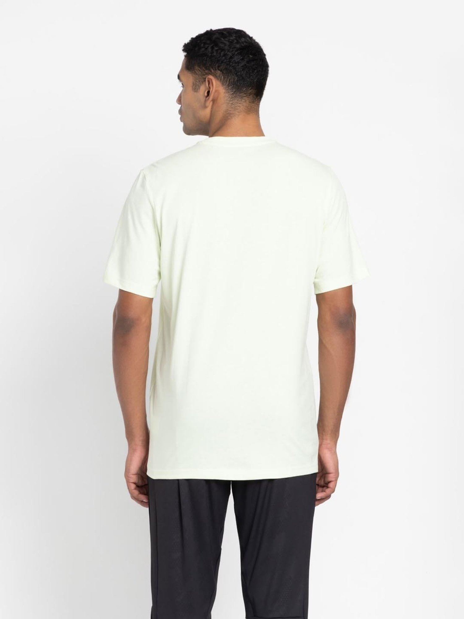 Adidas Light Green Cotton Regular Fit Printed Sports T-Shirt
