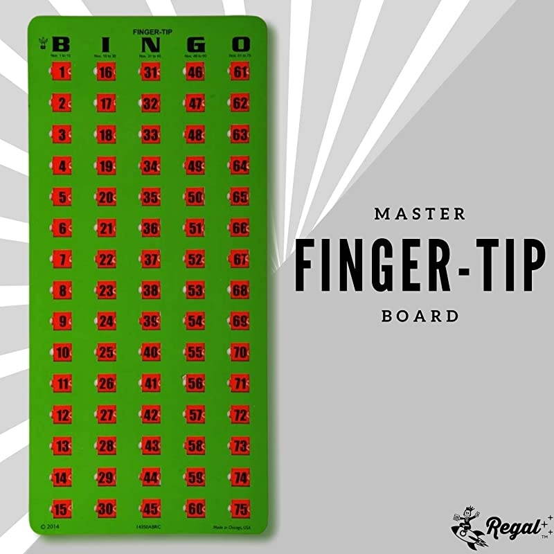 Jumbo FingerTip Shutter Slide Card Bingo Set with Master Board and Calling Cards Green 25 Jumbo Shutter Slide Cards