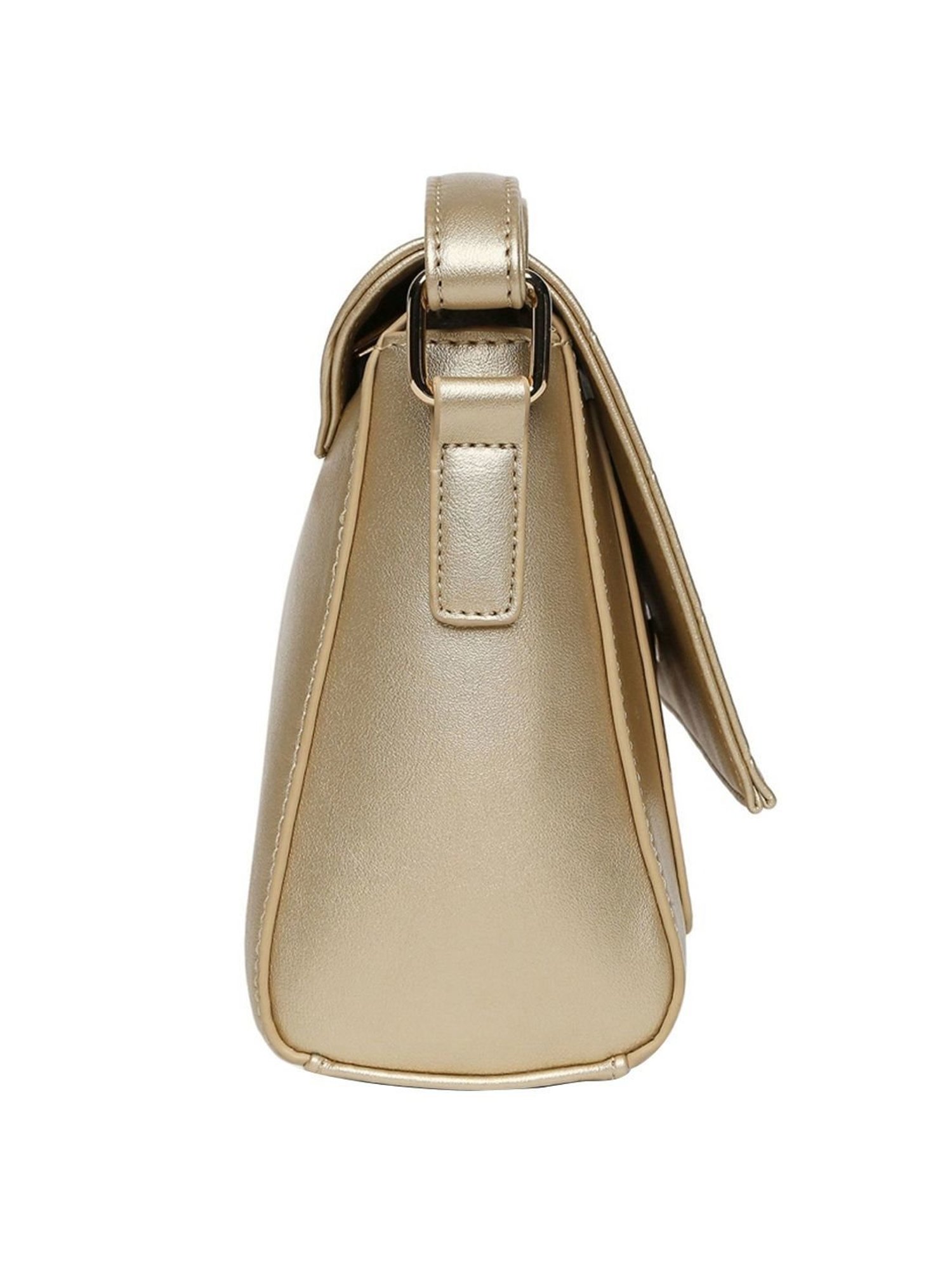 Lavie Golden Small Textured Sling Handbag